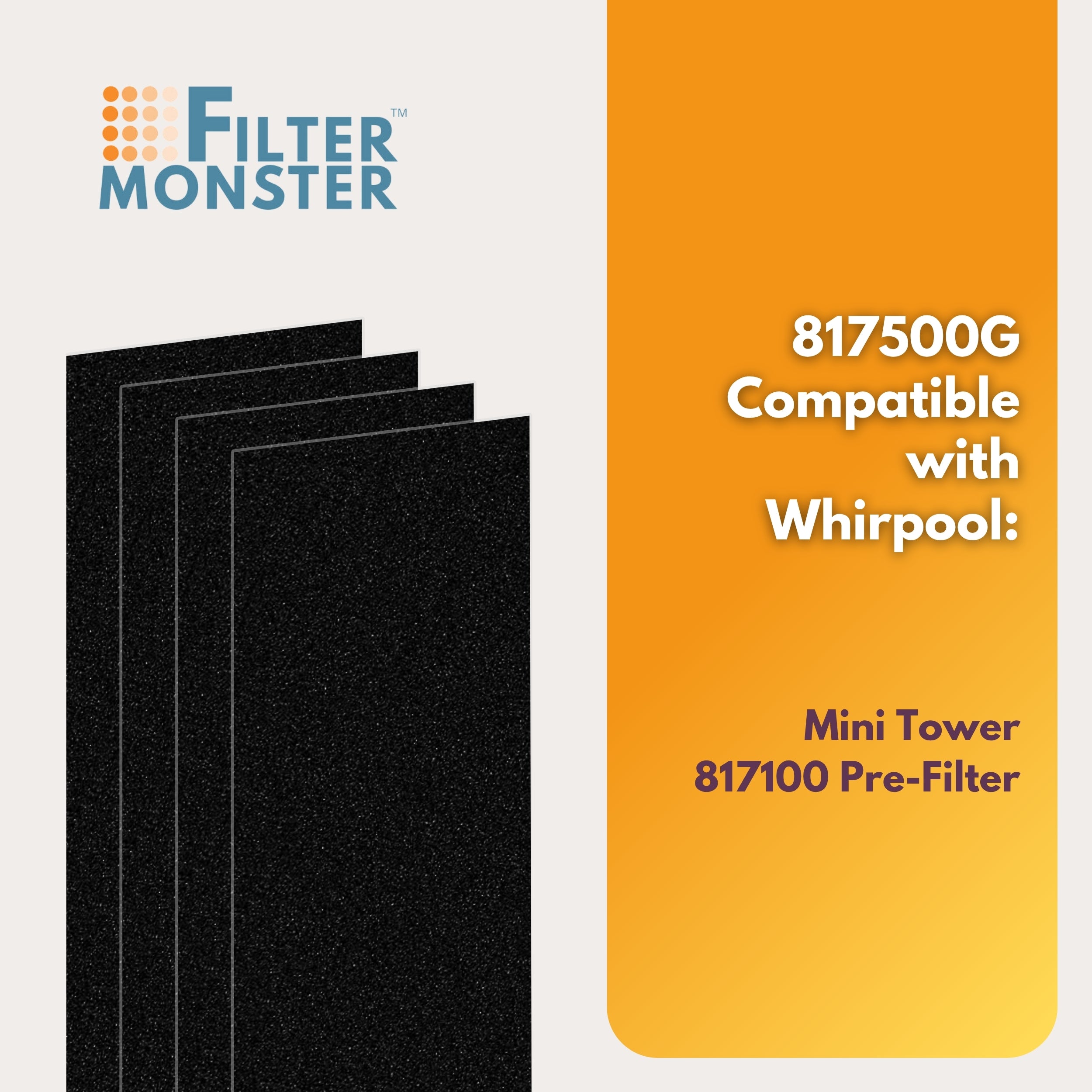 Filter-Monster Carbon Replacement for Whirlpool 817500 Pre-Filter, 4 Pack
