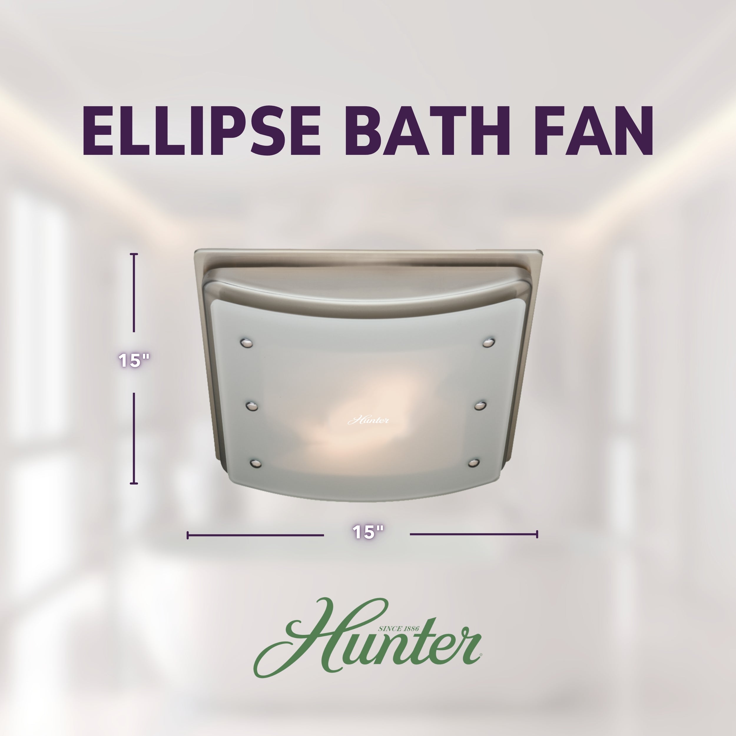 Hunter Ellipse Bathroom Ventilation Fan with Light