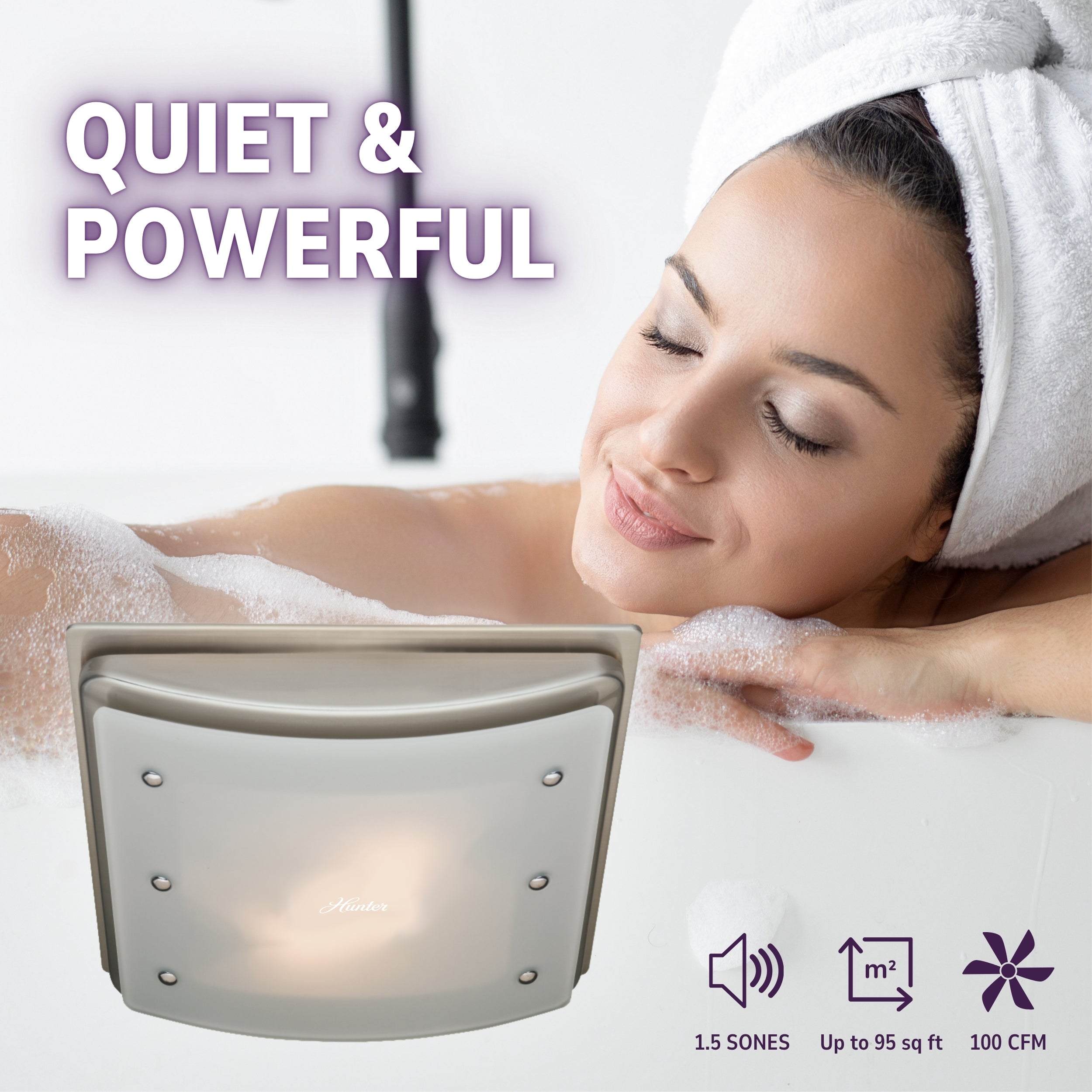 Hunter Ellipse Bathroom Ventilation Fan with Light