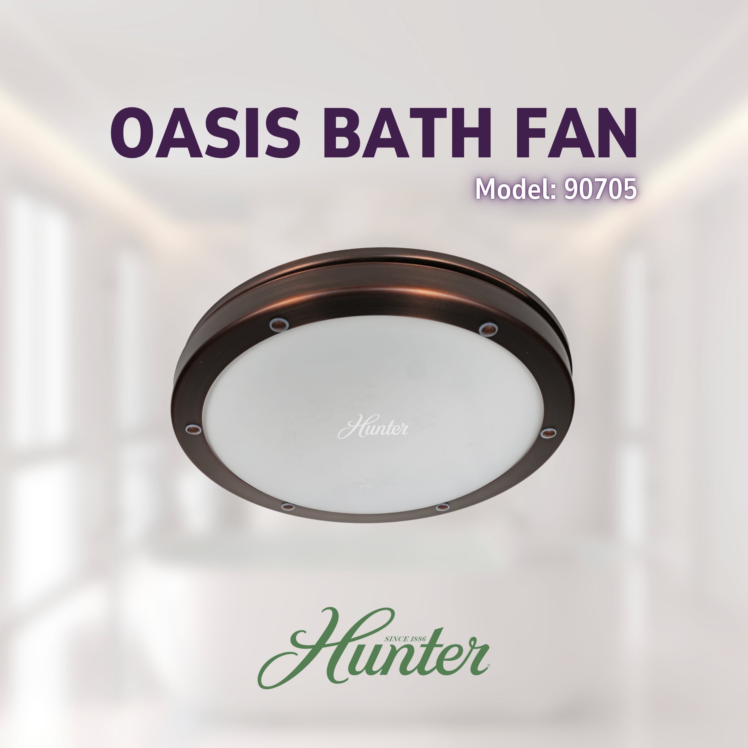 Hunter Oasis Bathroom Ventilation Fan with Light