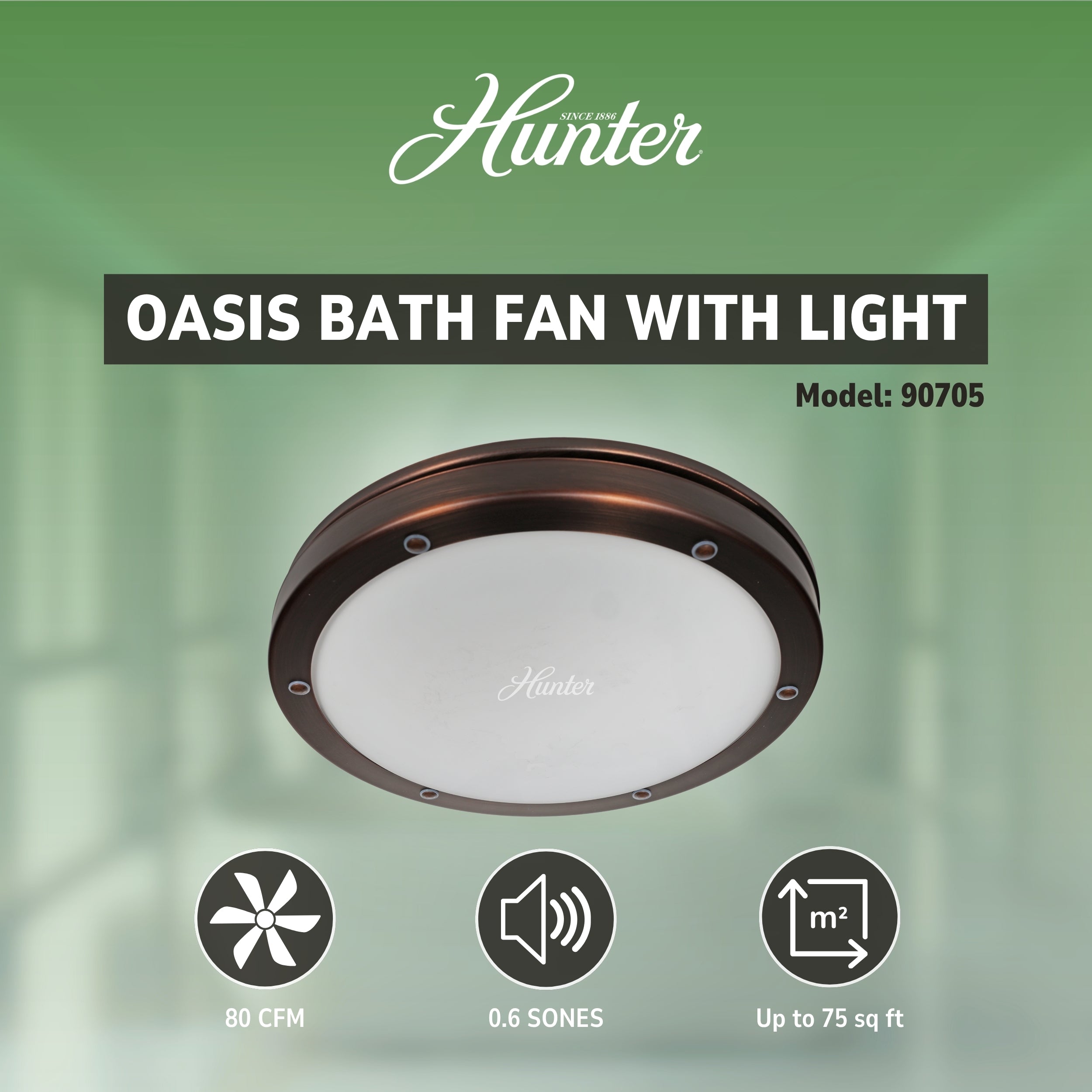 Hunter Oasis Bathroom Ventilation Fan with Light