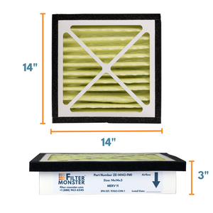 Filter Monster MERV 11 Replacement for Zephyr VGF Series 14 x 14 x 3 Whole Home Return Air Grille Filter, 2-Filter Replacement Bundle