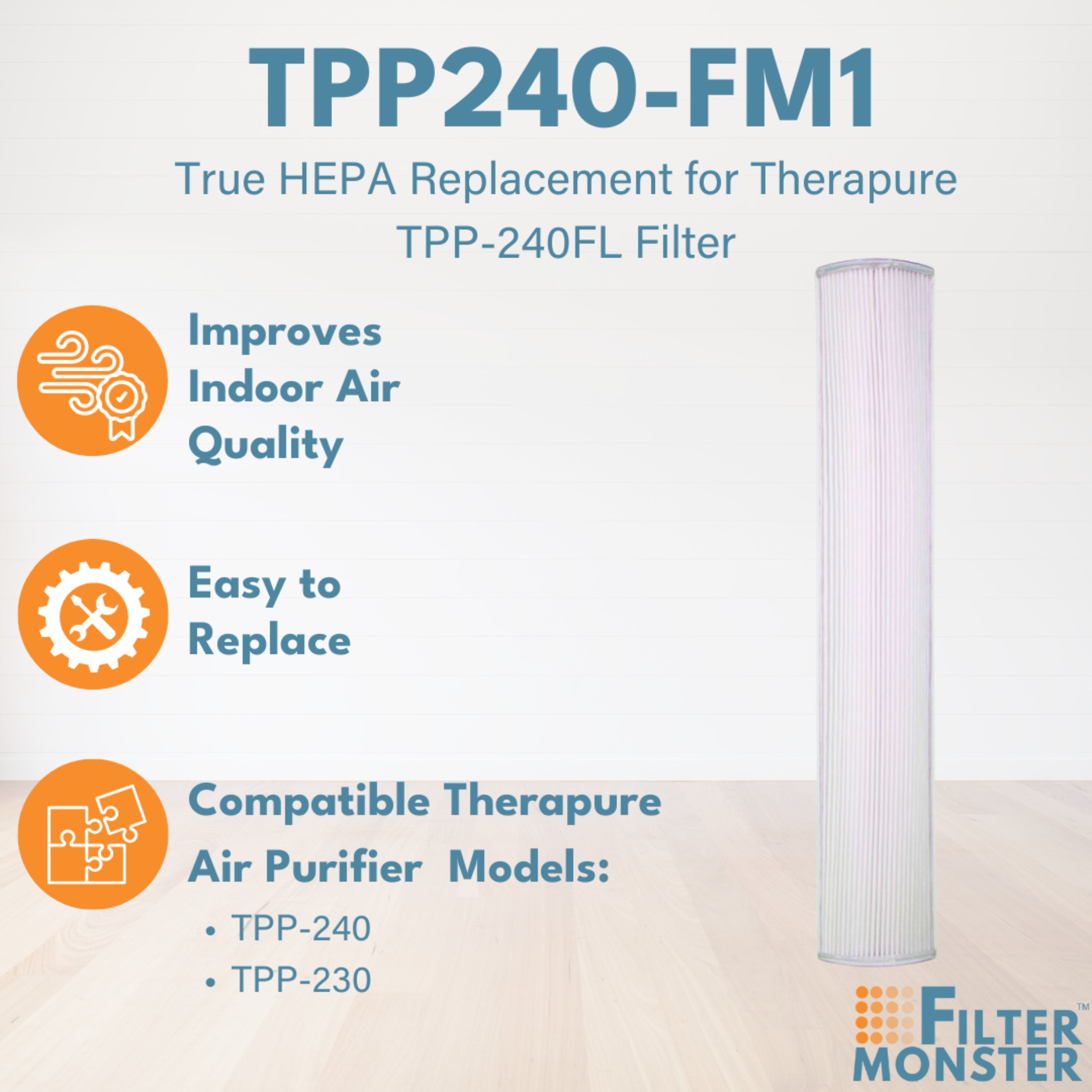 Filter-Monster True HEPA Replacement for Therapure TPP-240FL Filter