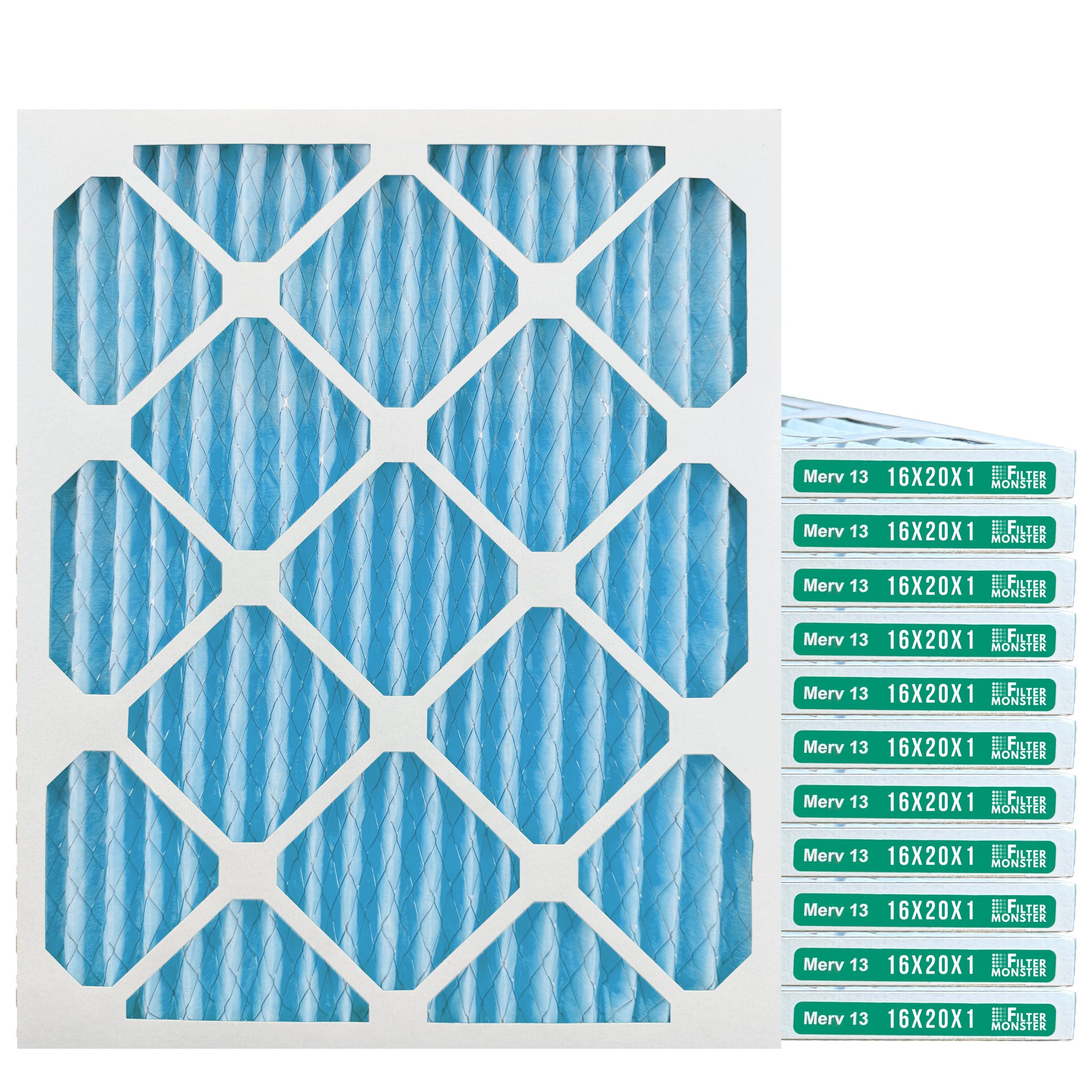 Filter-Monster 1" Pleated HVAC Air Conditioner Furnace Replacement Air Filter MERV 11 / MERV 13 Options, 4 Pack