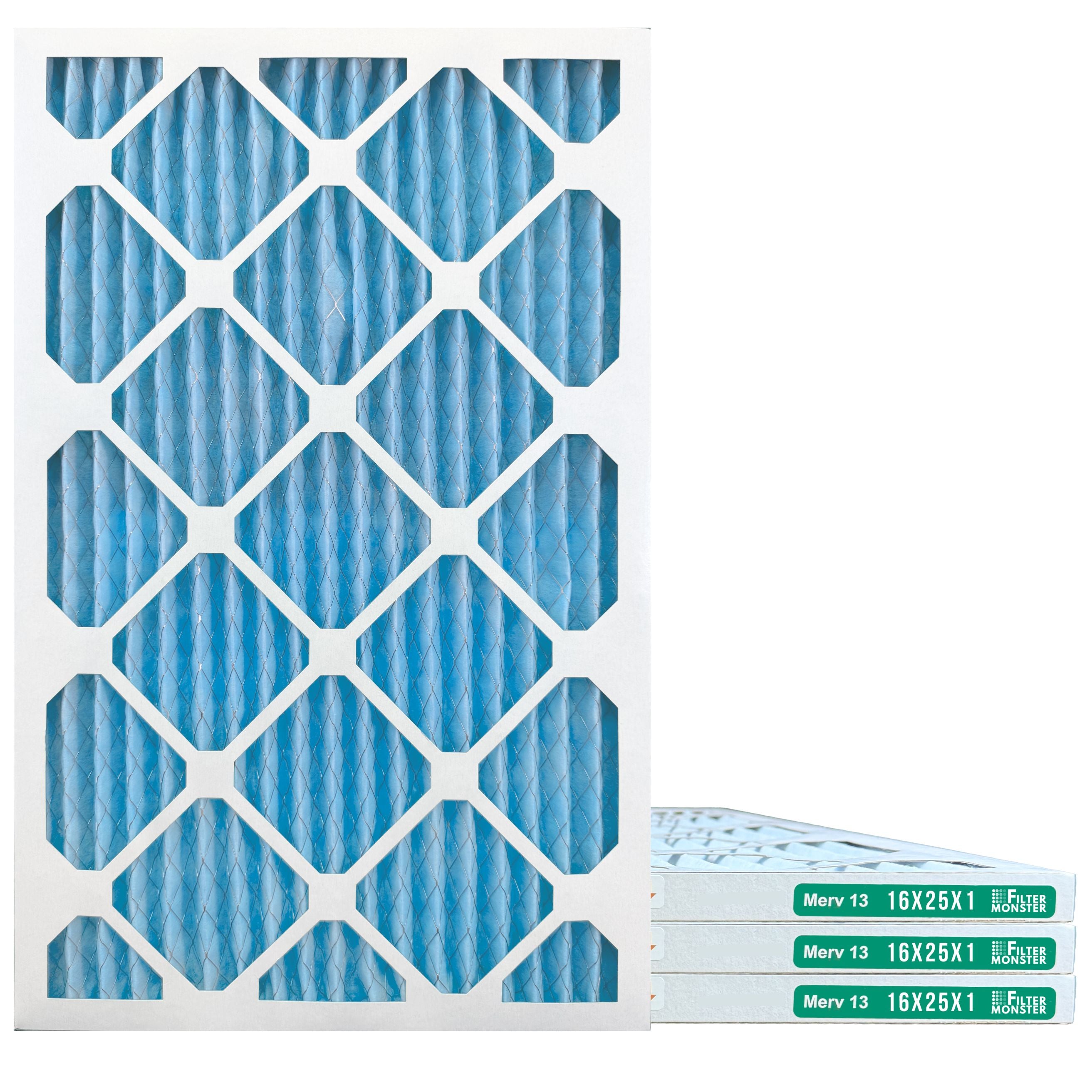 Filter-Monster 1" Pleated HVAC Air Conditioner Furnace Replacement Air Filter MERV 11 / MERV 13 Options, 4 Pack