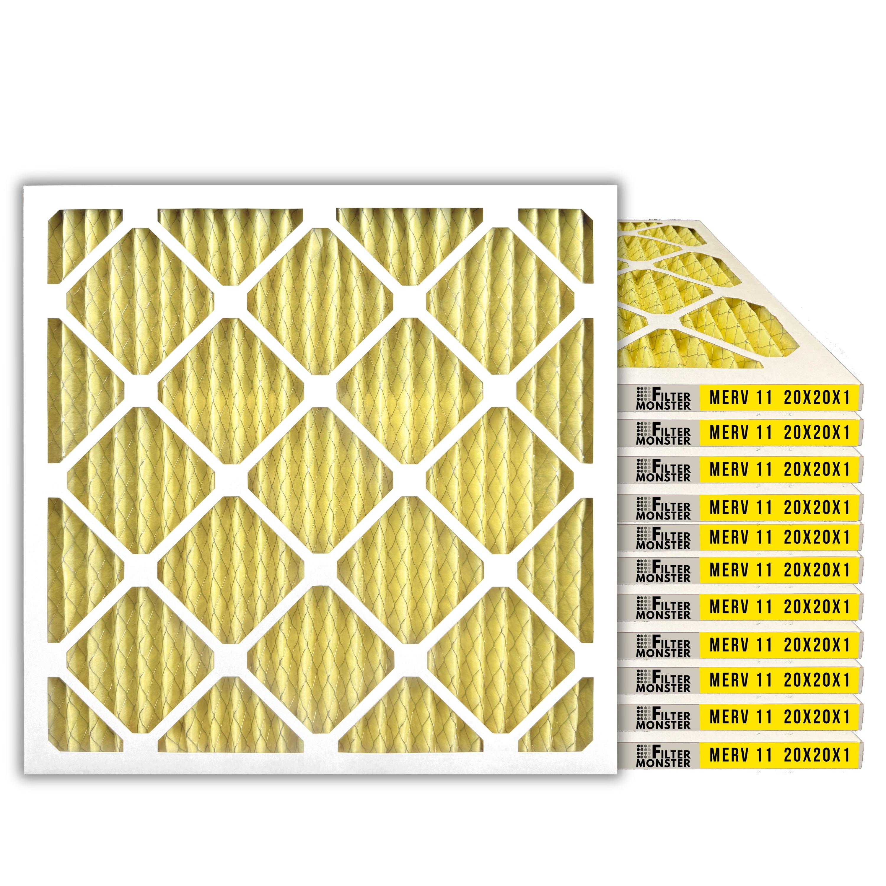 Filter-Monster 1" Pleated HVAC Air Conditioner Furnace Replacement Air Filter MERV 11 / MERV 13 Options, 4 Pack
