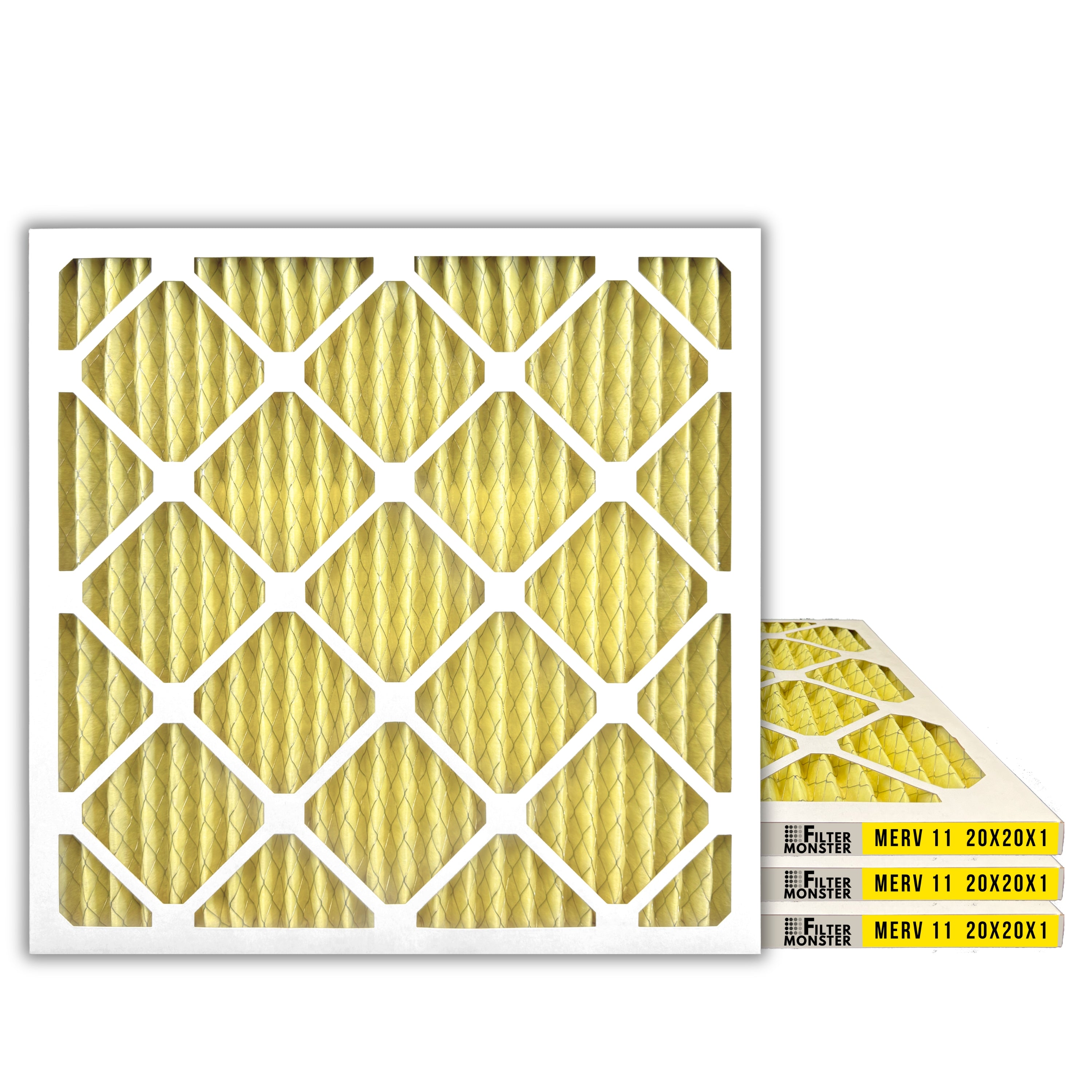 Filter-Monster 1" Pleated HVAC Air Conditioner Furnace Replacement Air Filter MERV 11 / MERV 13 Options, 4 Pack