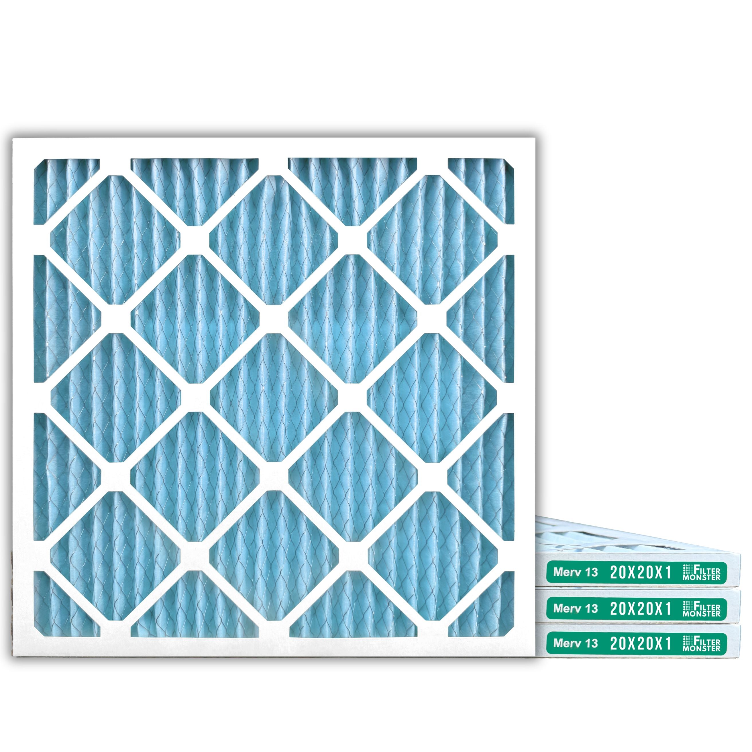 Filter-Monster 1" Pleated HVAC Air Conditioner Furnace Replacement Air Filter MERV 11 / MERV 13 Options, 4 Pack