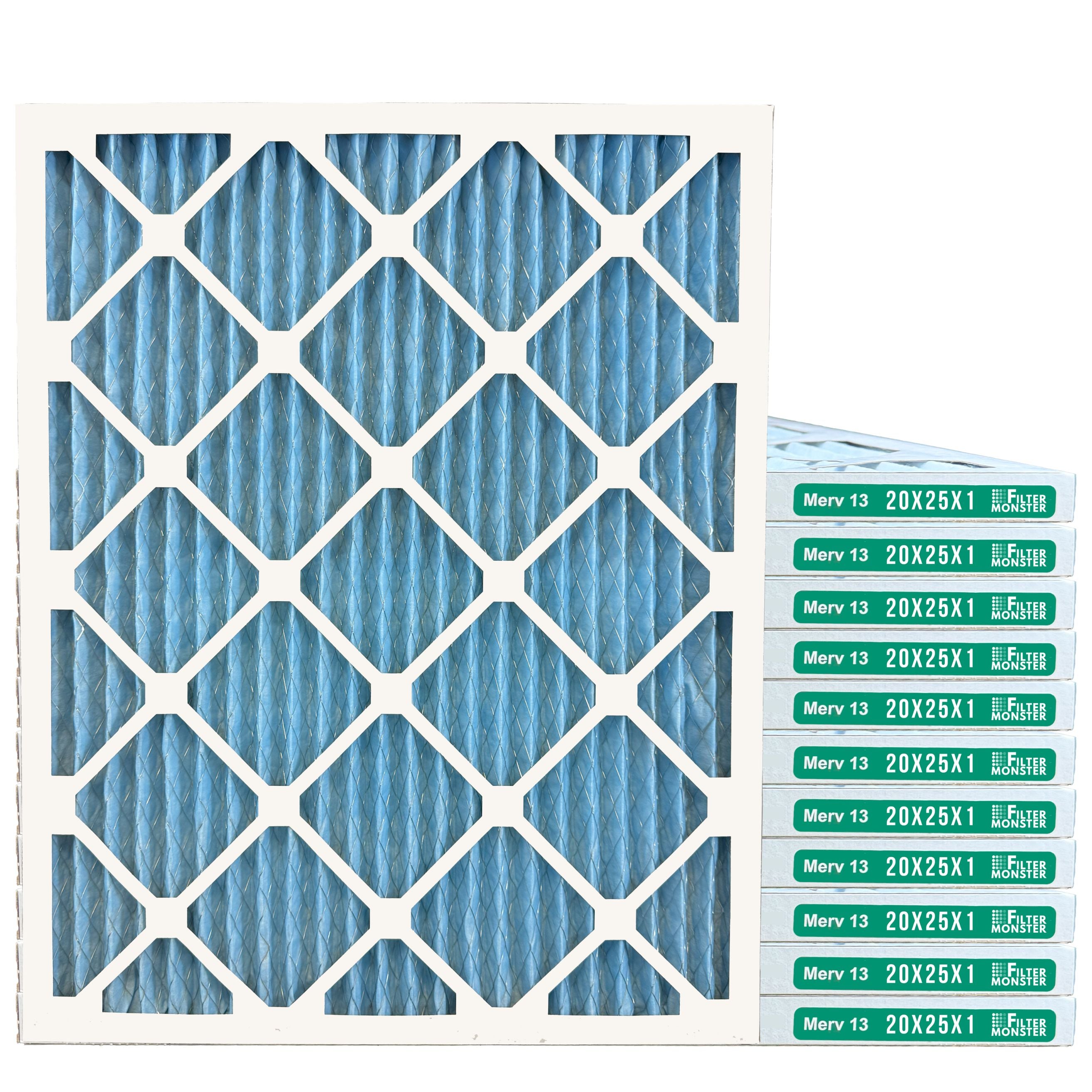 Filter-Monster 1" Pleated HVAC Air Conditioner Furnace Replacement Air Filter MERV 11 / MERV 13 Options, 4 Pack