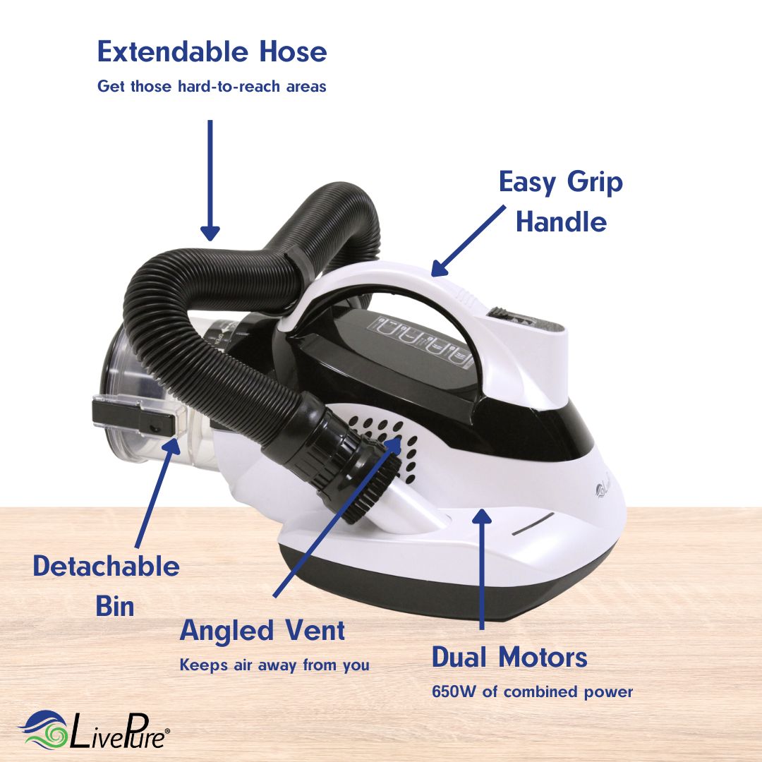 LivePure Ultramite UVC Dust Mite HEPA Vacuum & Fabric Sanitizer LP5000DMVC