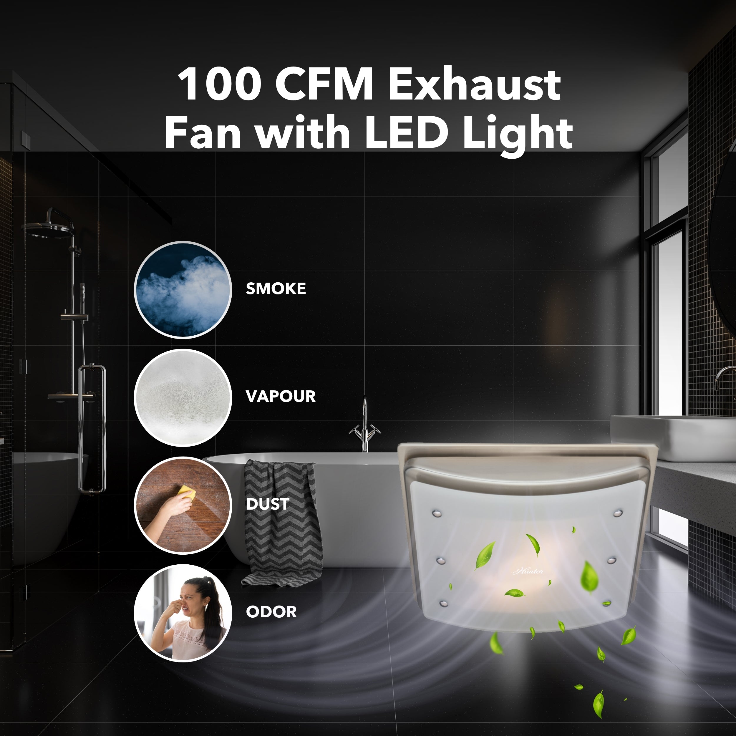Hunter Ellipse Bathroom Ventilation Fan with Light