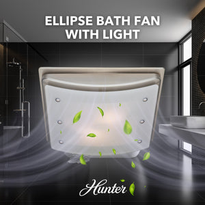 Hunter Ellipse 100 CFM Ceiling Exhaust Bath Fan with Light and Night Light