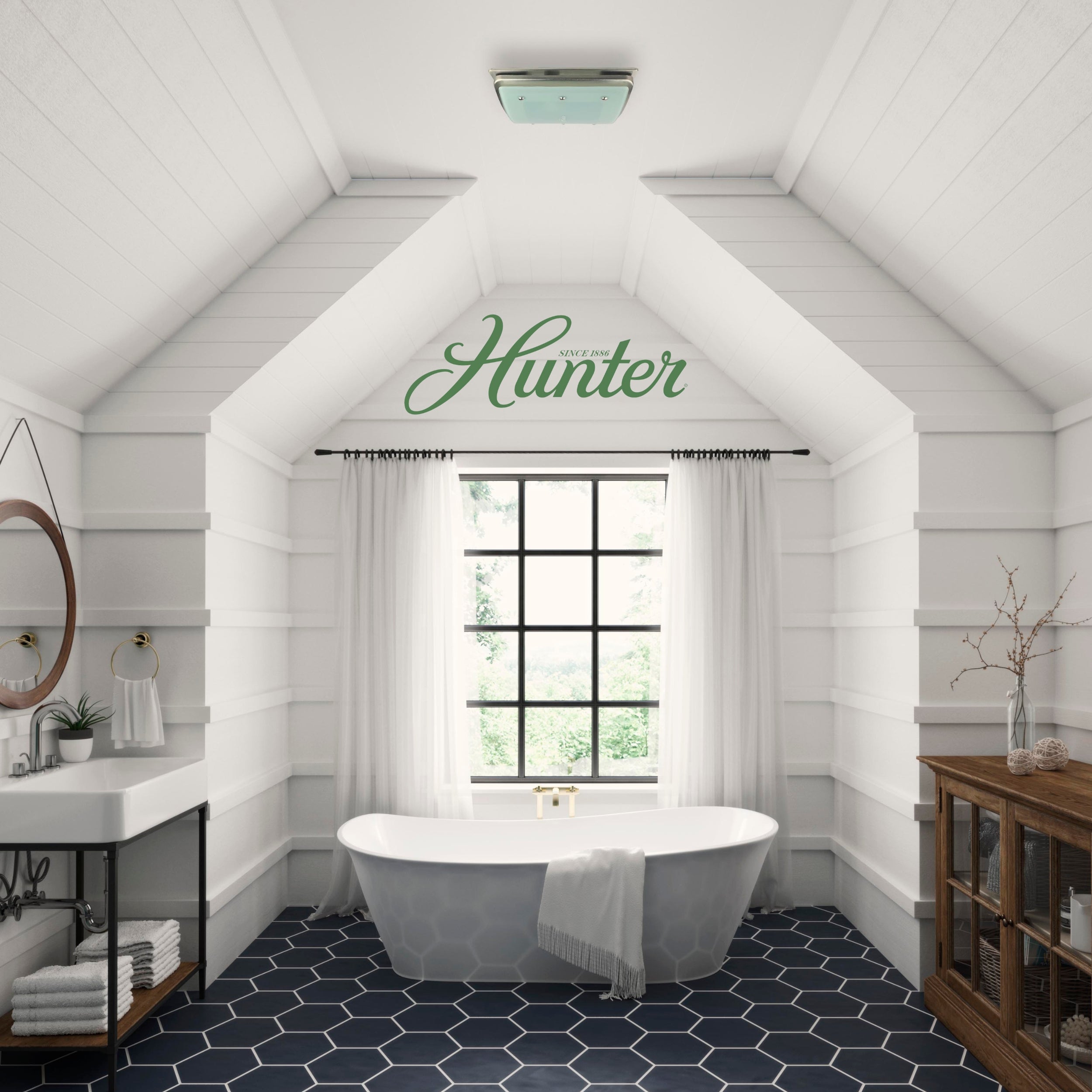 Hunter Ellipse Bathroom Ventilation Fan with Light
