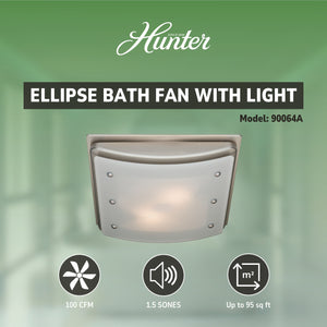 Hunter Ellipse 100 CFM Ceiling Exhaust Bath Fan with Light and Night Light