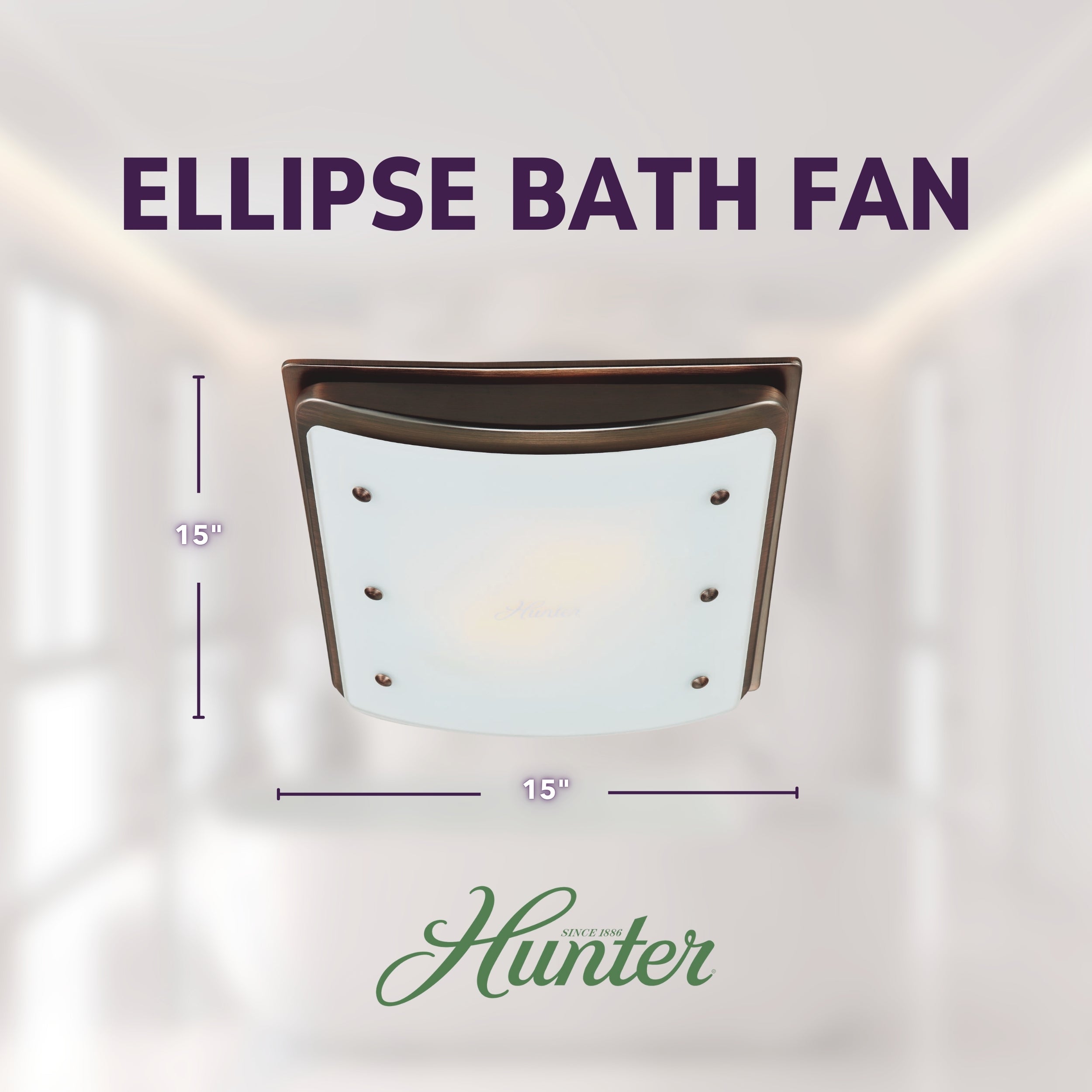 Hunter Ellipse Bathroom Ventilation Fan with Light
