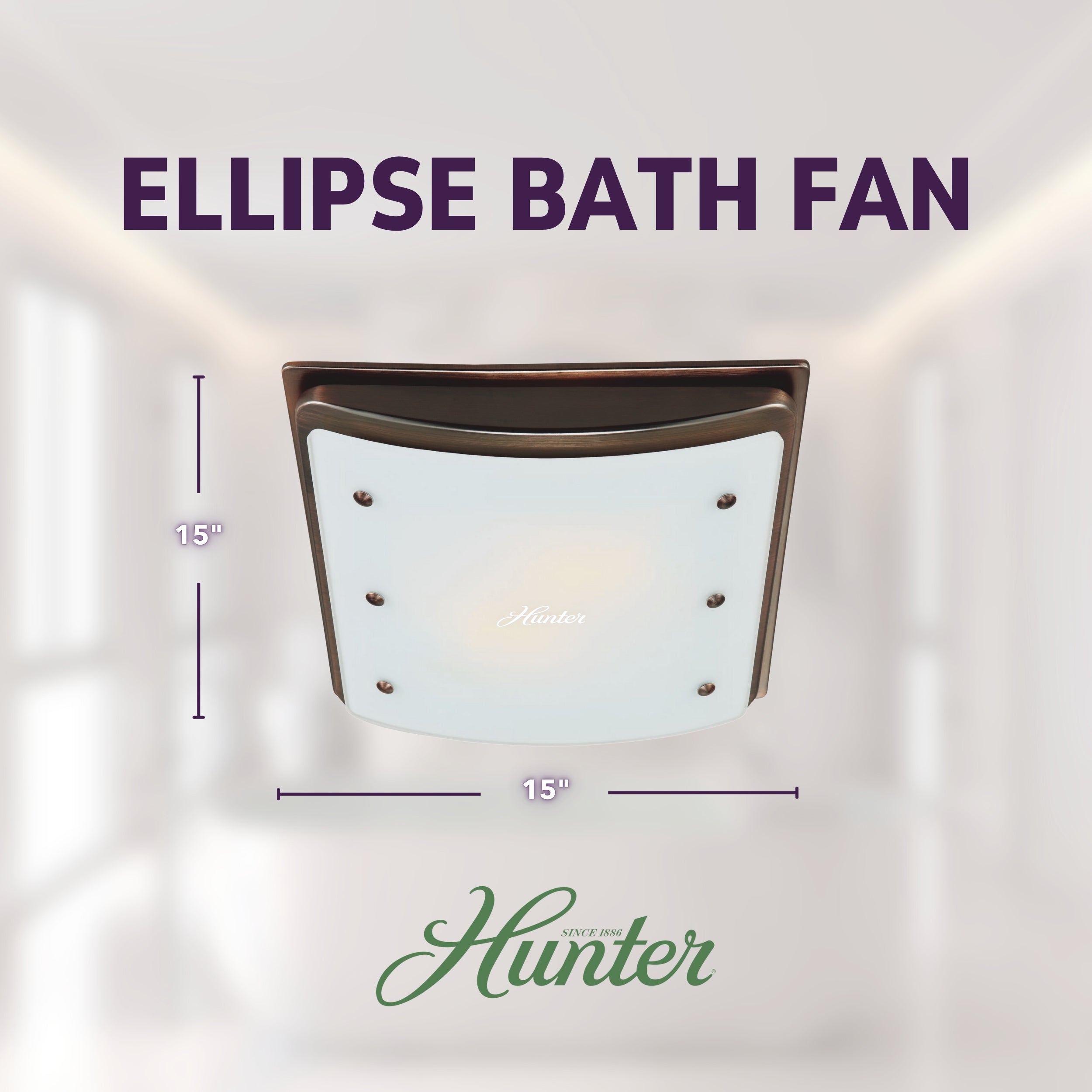 Hunter Ellipse Bathroom Ventilation Fan with Light