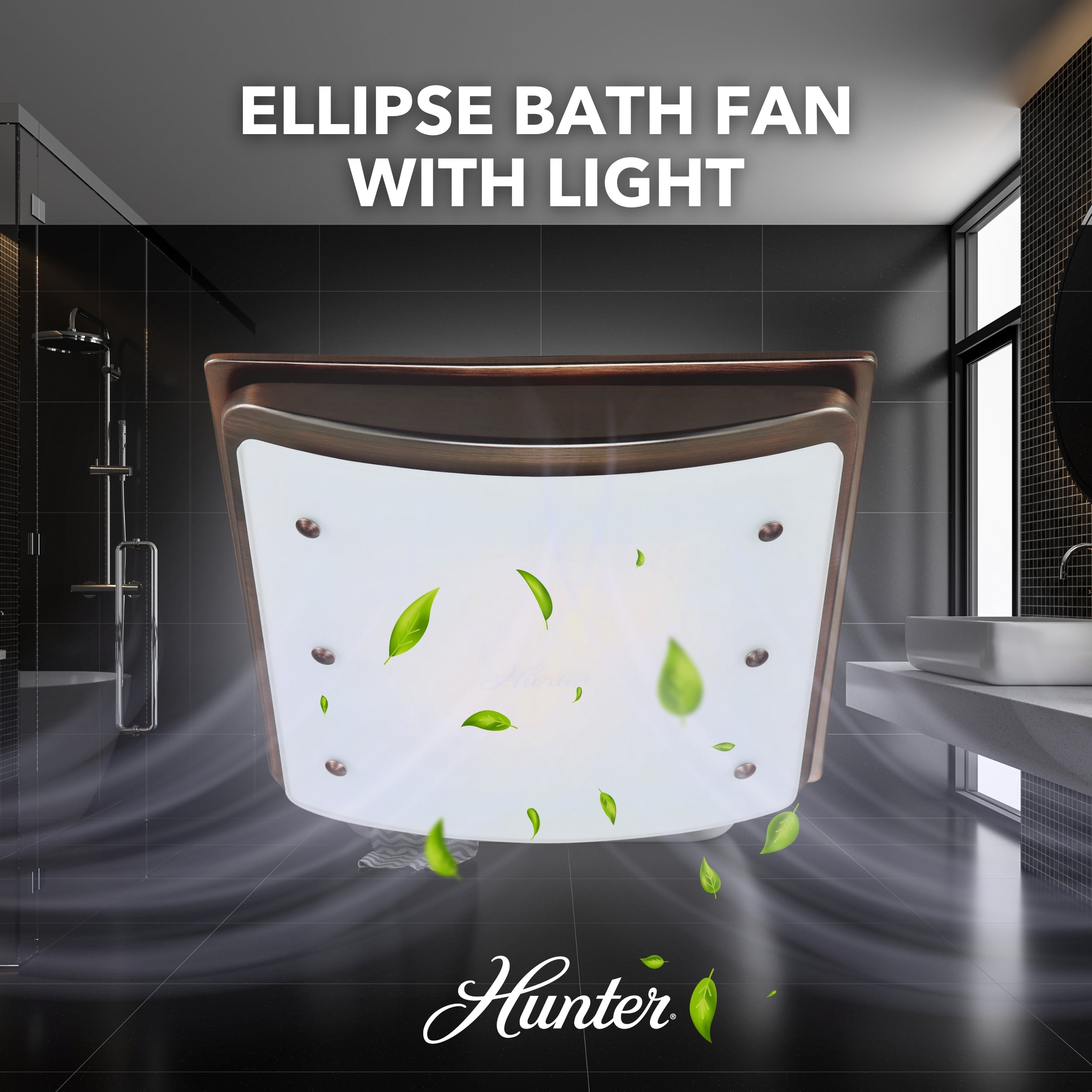 Hunter Ellipse Bathroom Ventilation Fan with Light