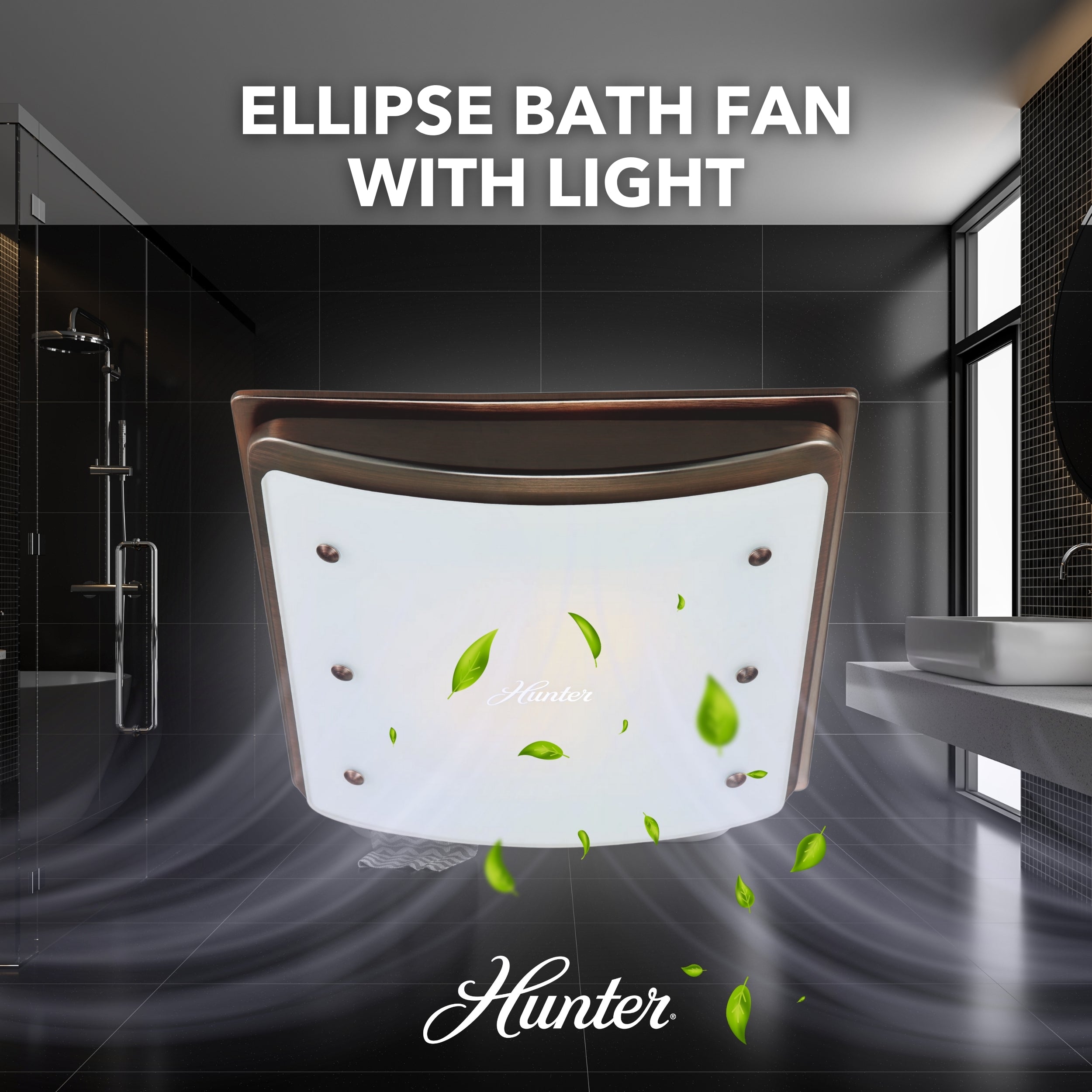 Hunter Ellipse Bathroom Ventilation Fan with Light