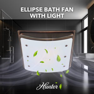 Hunter Ellipse 100 CFM Ceiling Exhaust Bath Fan with Light and Night Light