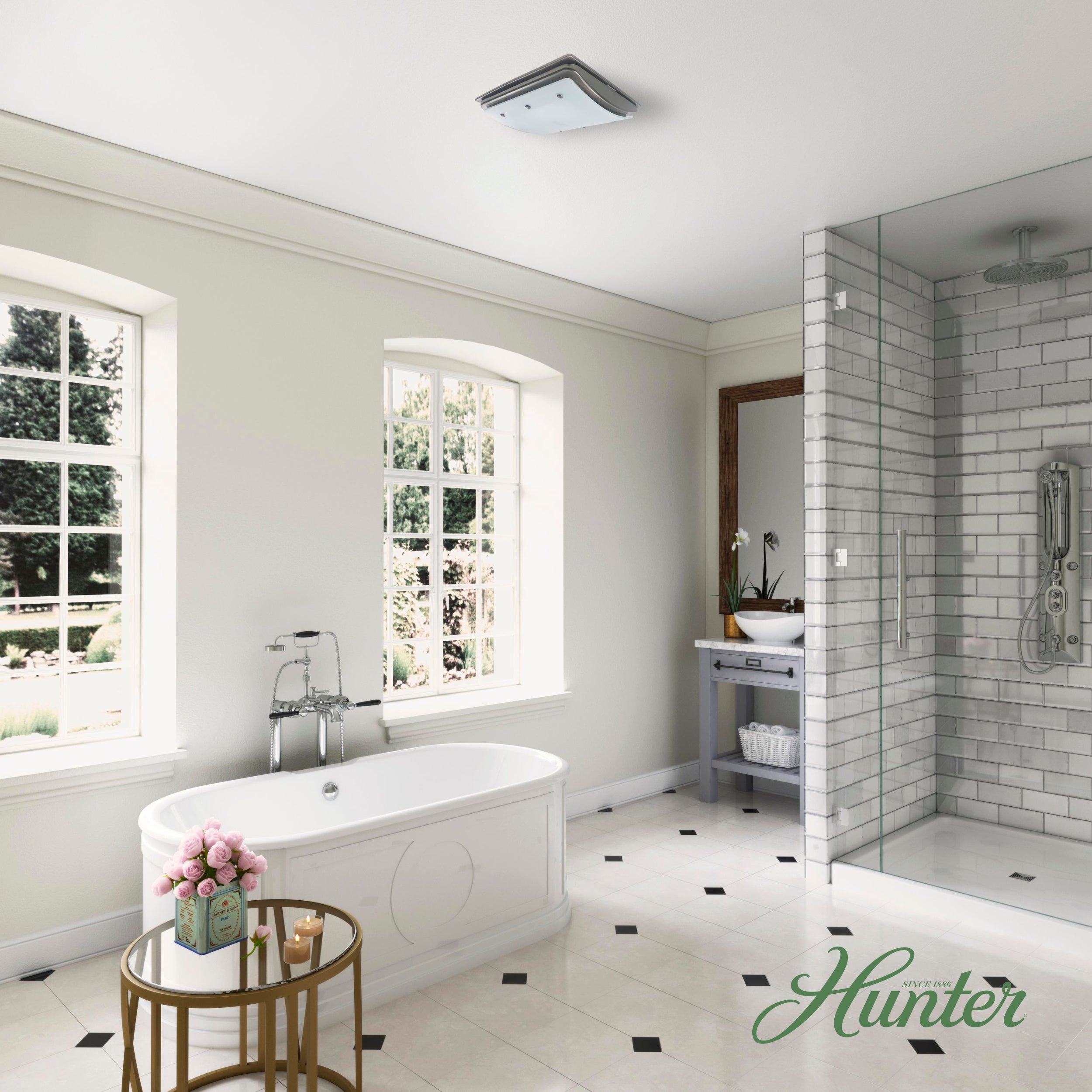 Hunter Ellipse Bathroom Ventilation Fan with Light