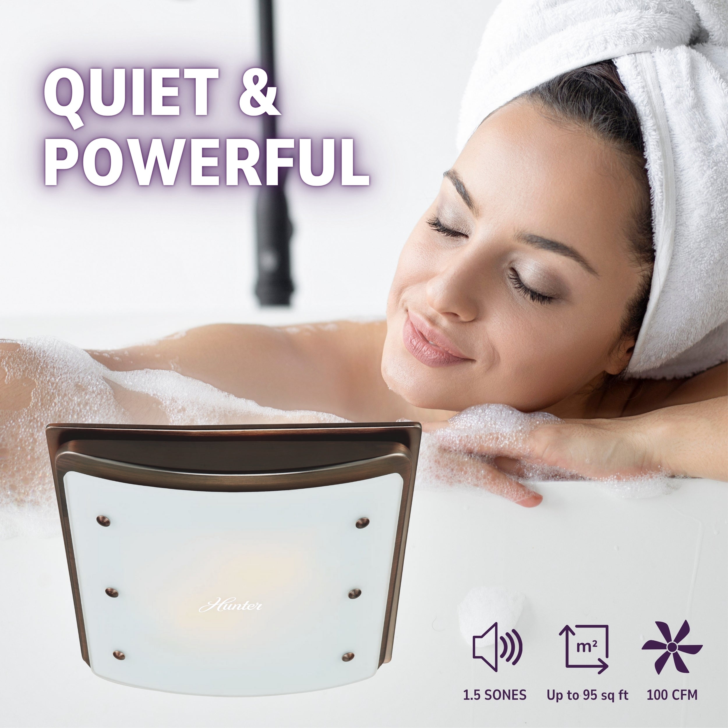 Hunter Ellipse Bathroom Ventilation Fan with Light