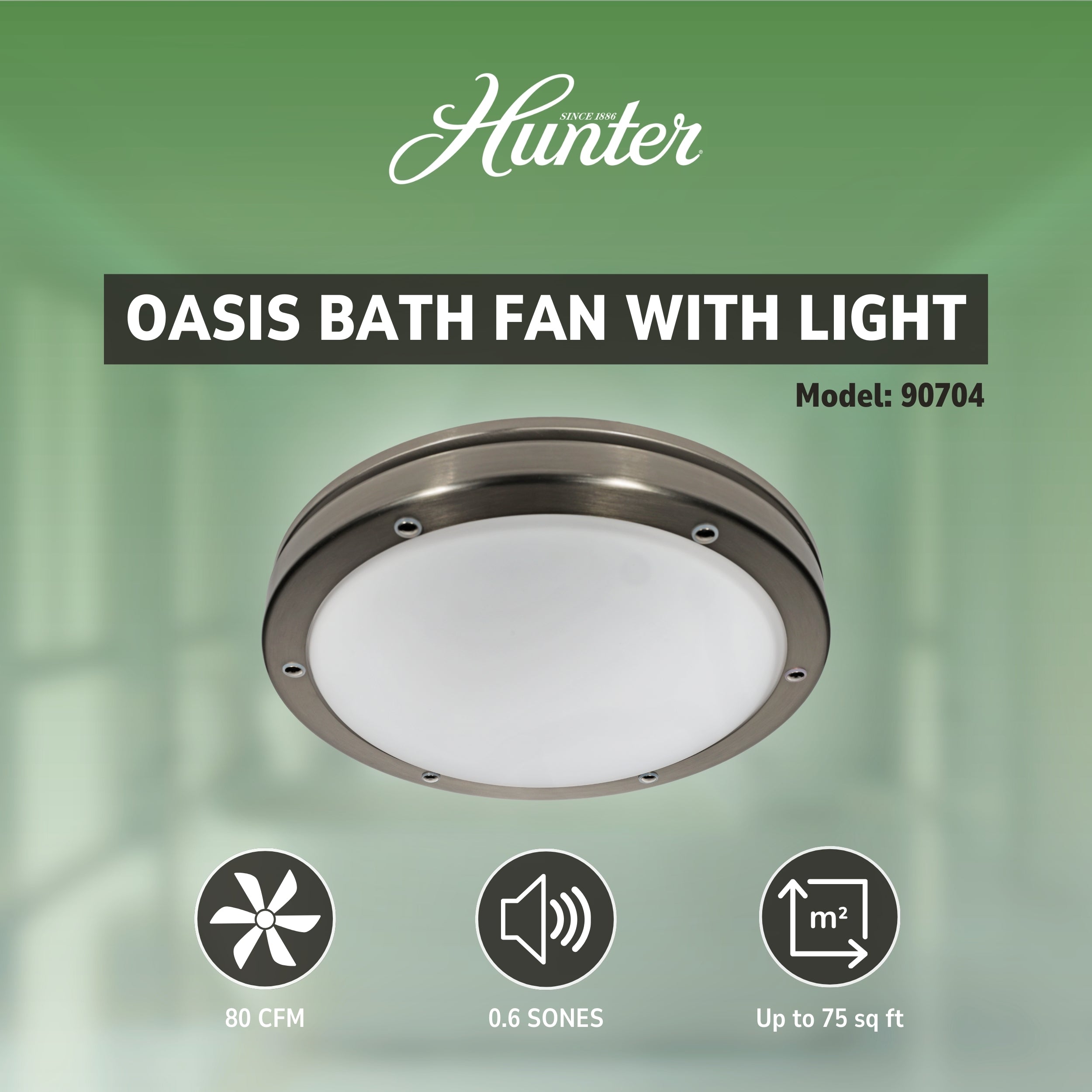 Hunter Oasis Bathroom Ventilation Fan with Light