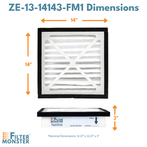 Filter Monster MERV 13 Replacement for Zephyr VGF Series 14x14x3 Whole Home Return Air Grille Filter, 2-Filter Replacement Bundle