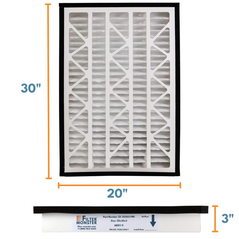 Filter Monster MERV 11 Replacement for Zephyr VGF Series 20x30x3 Whole ...