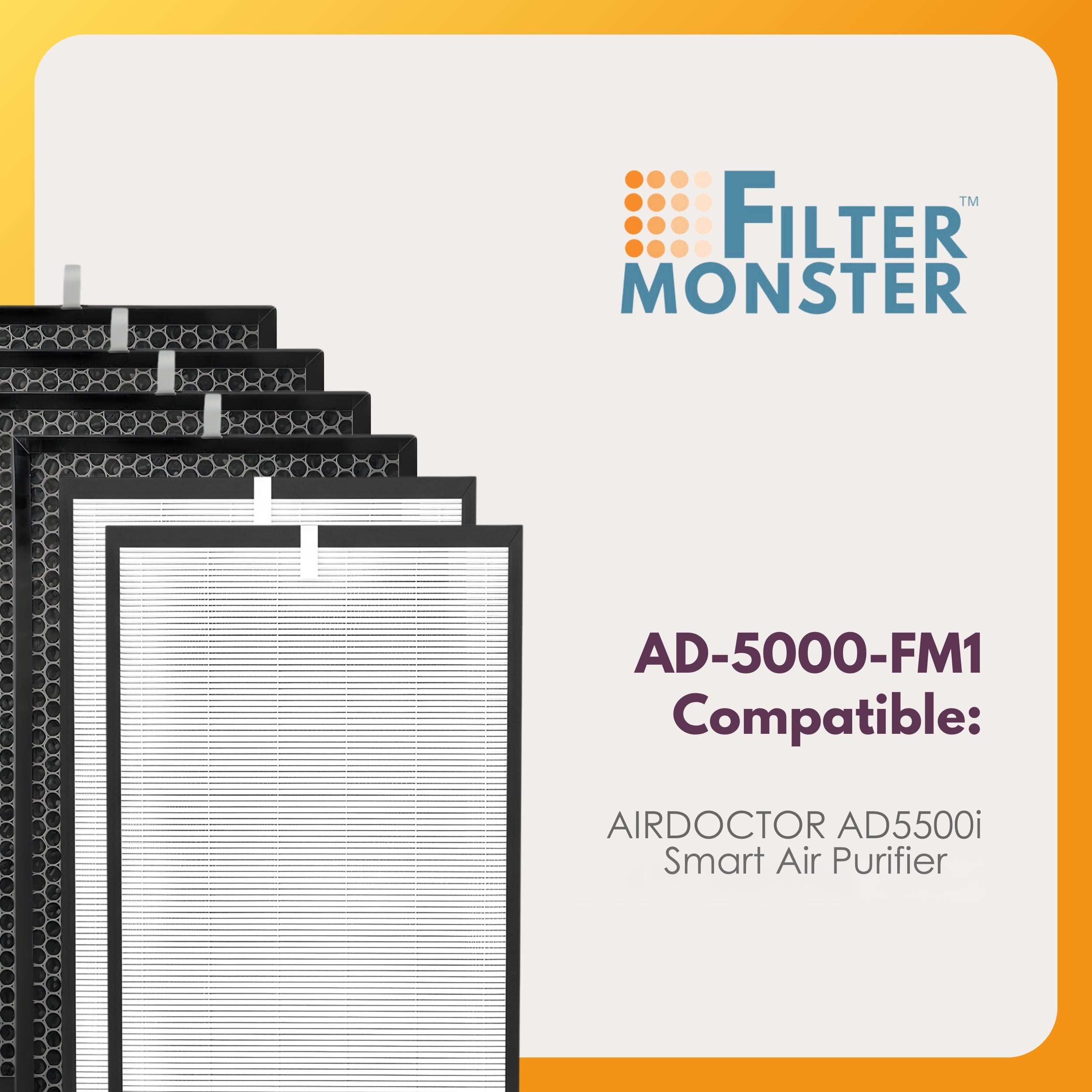 Filter-Monster Filter Bundle Compatible with AirDoctor AD5000 and AD5500