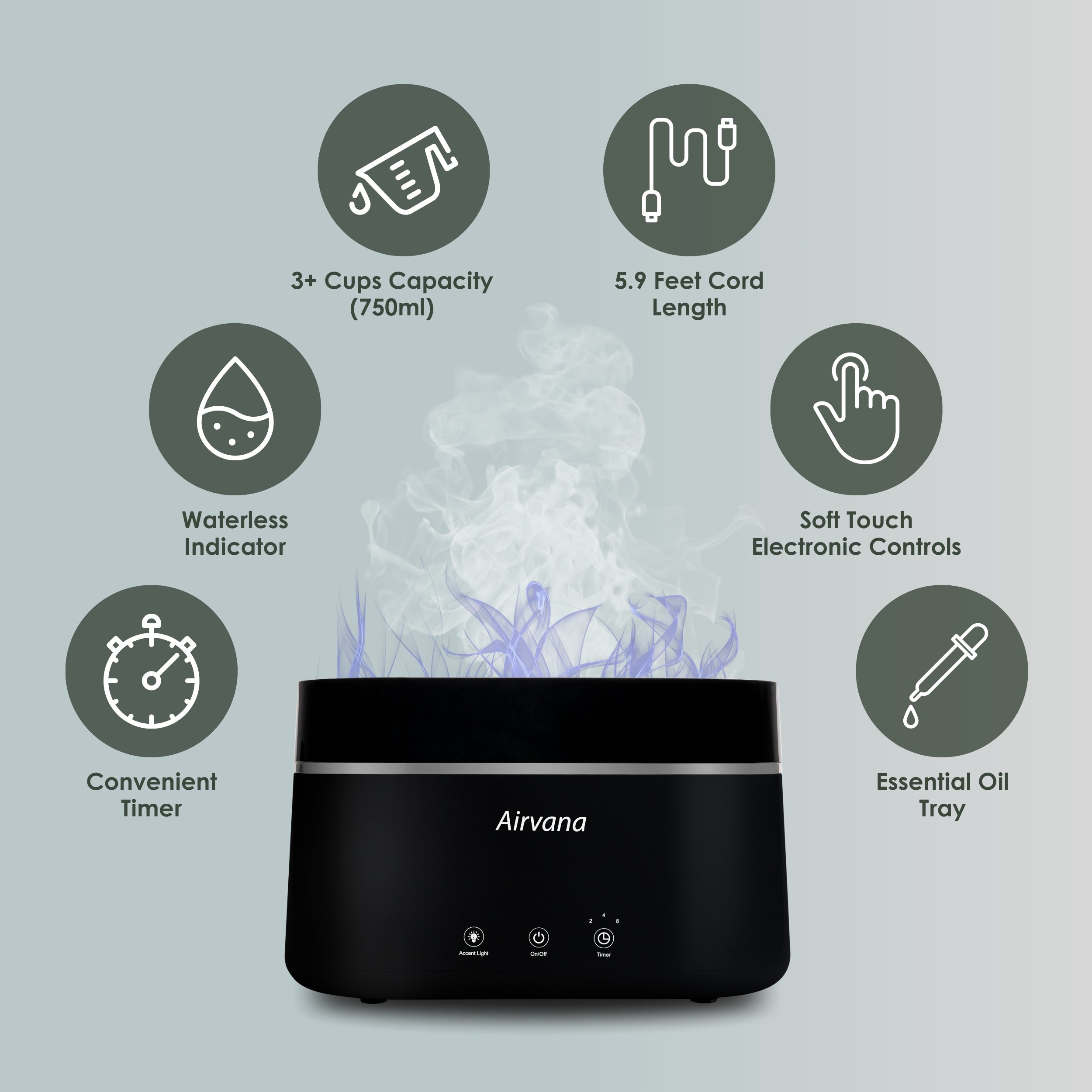 Airvana  AquaFlame Ultrasonic .75 Gal Humidifier AV300HUM