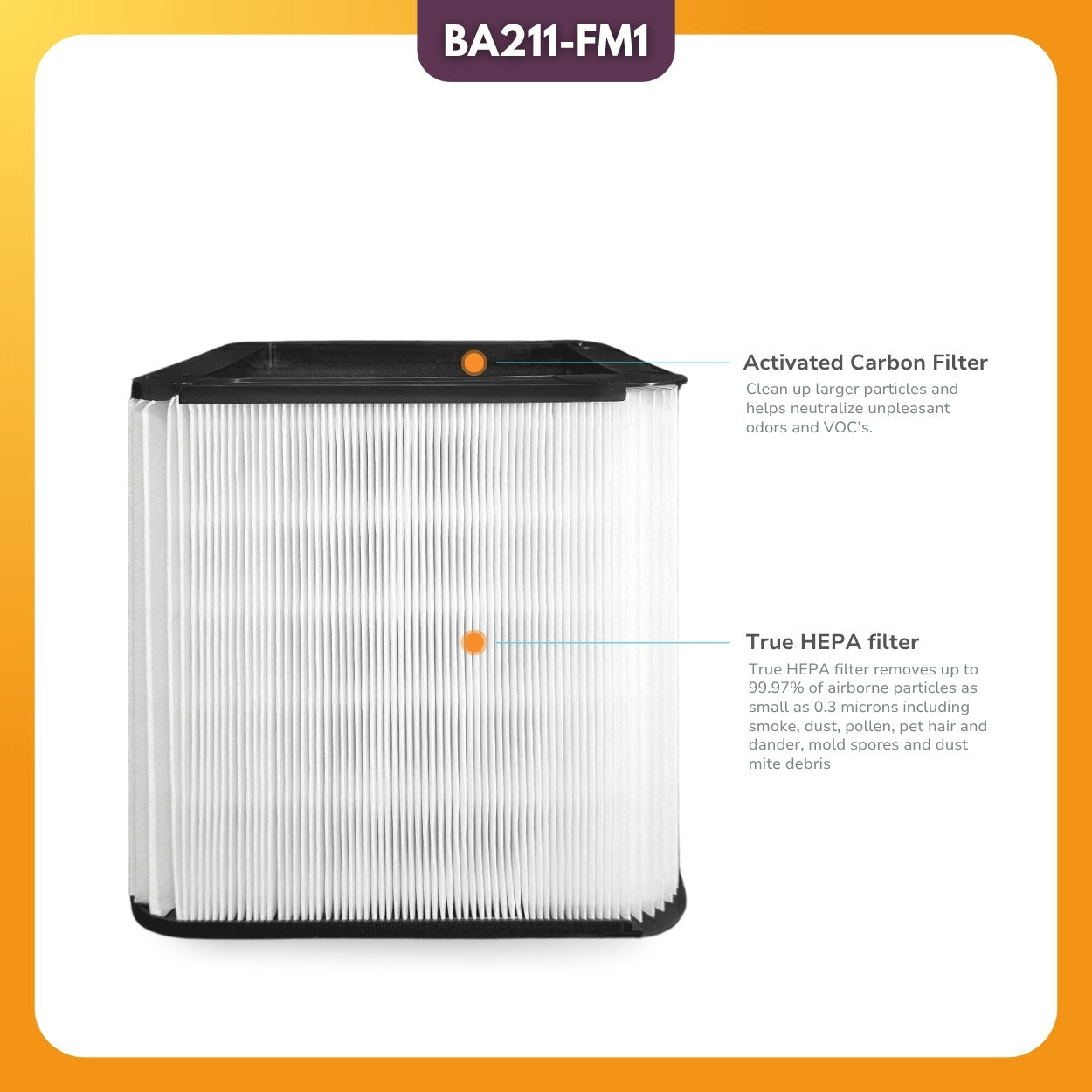 Filter-Monster HEPA Filter Replacement Compatible with Blueair Blue Pure 211+ Air Purifier