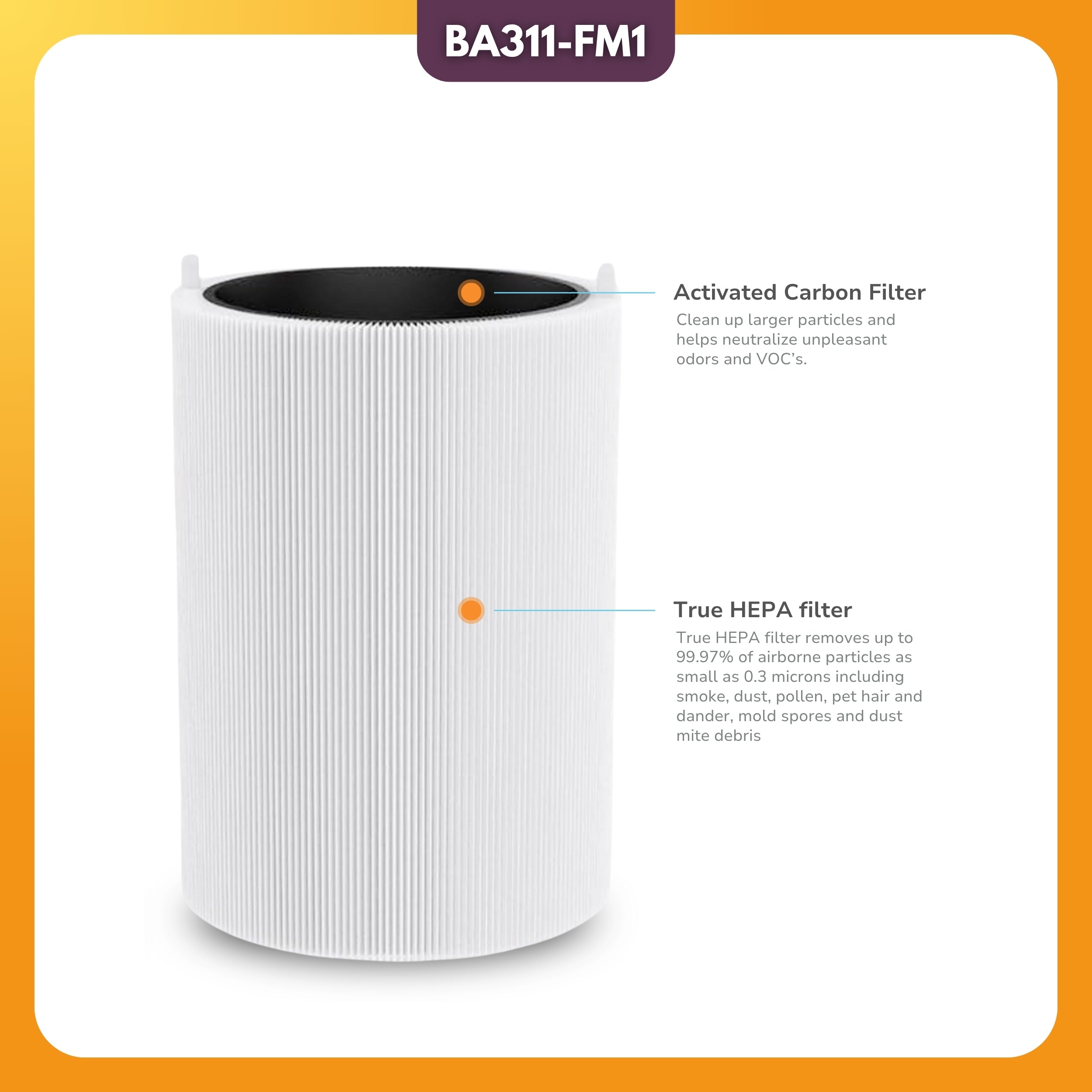 Filter-Monster HEPA Filter Replacement Compatible with Blueair Blue Pure 311 Auto Air Purifier