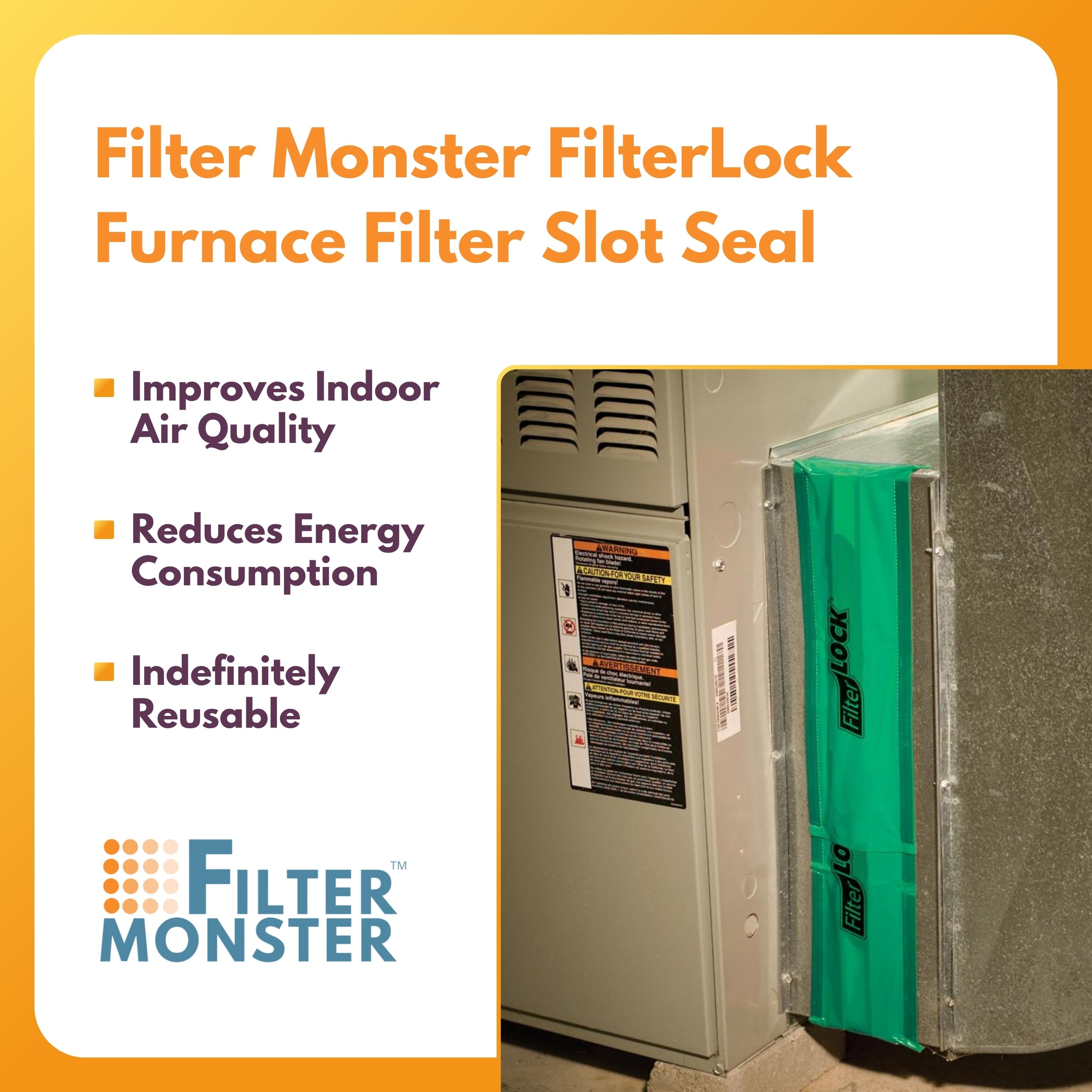 AllergyZone By Filter Monster FilterLock Furnace Filter Slot Seal, 2 Pack AZ-FL