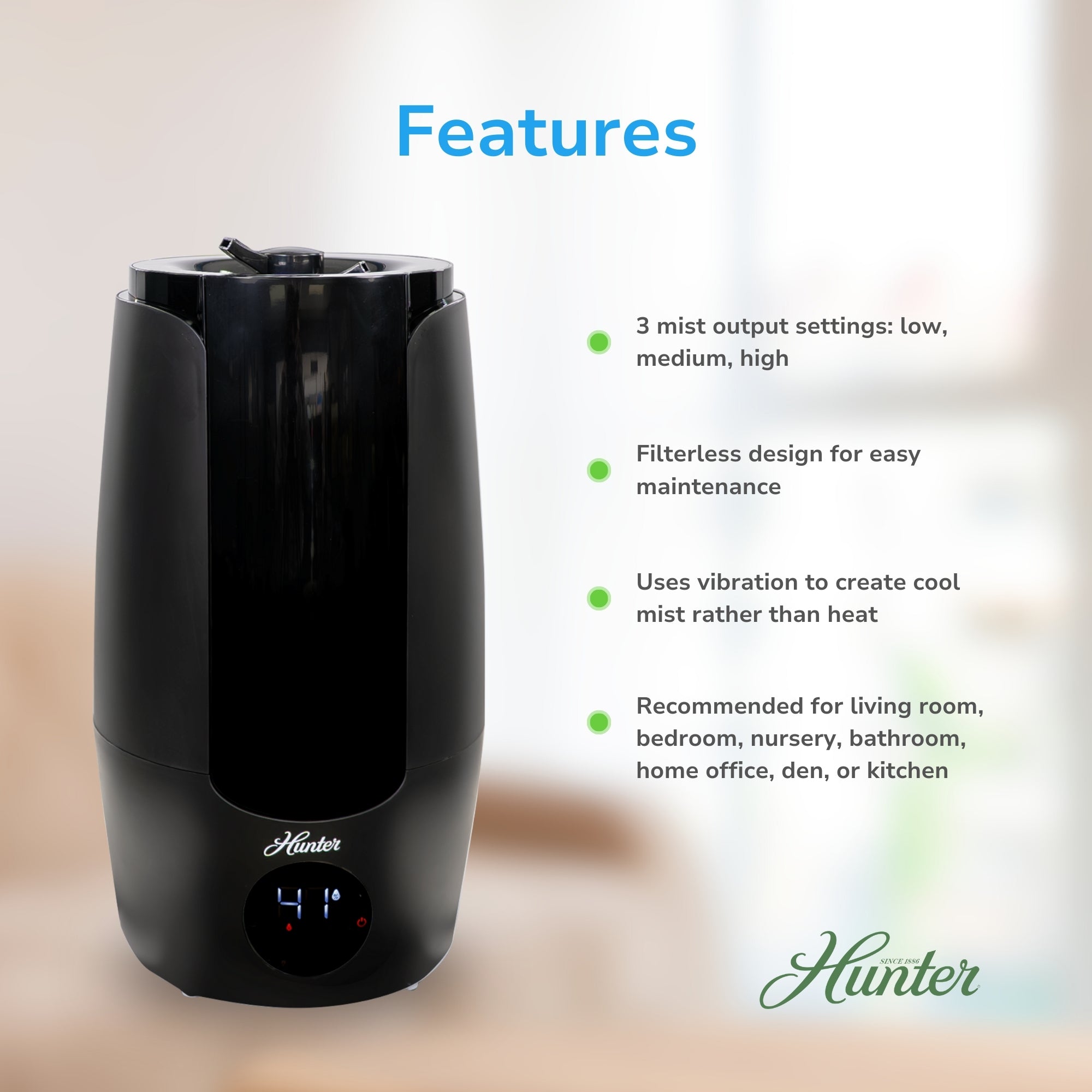 Hunter Aspire Ultrasonic 2.25 Gal Cool Mist Humidifier HHU400