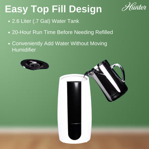 HHU425 Hunter Aspire 0.7 Gal Ultrasonic Cool Mist Humidifier