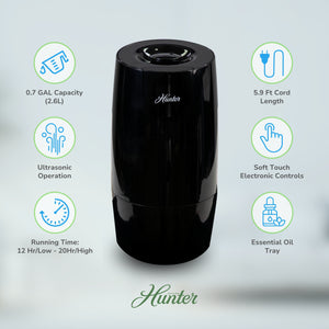 HHU475 Hunter Aspire 0.7 Gal Ultrasonic Cool Mist Humidifier