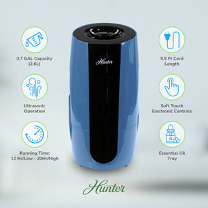 HHU475 Hunter Aspire 0.7 Gal Ultrasonic Cool Mist Humidifier