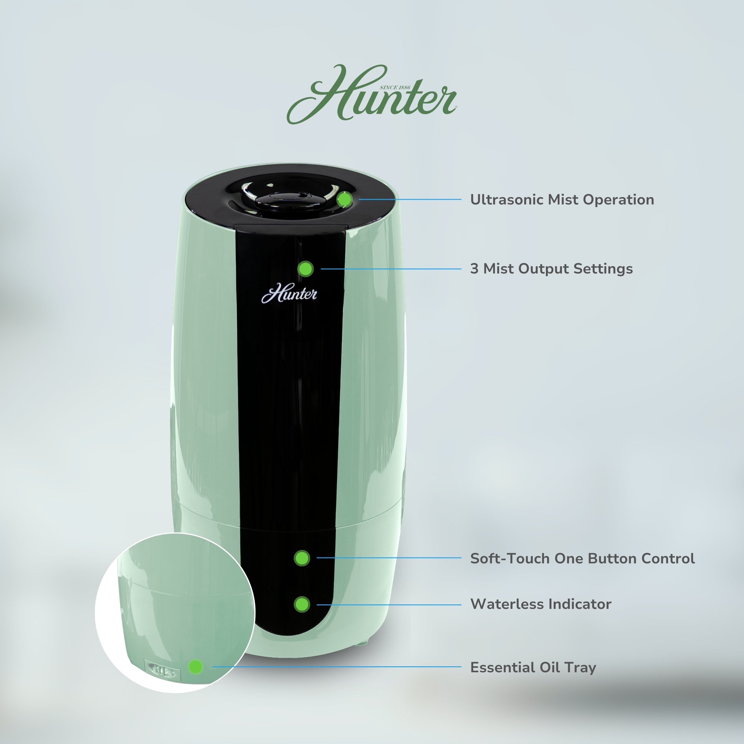 Hunter Aspire Cool Mist 0.7 Gal Ultrasonic Humidifier HHU475