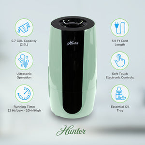 HHU475 Hunter Aspire 0.7 Gal Ultrasonic Cool Mist Humidifier