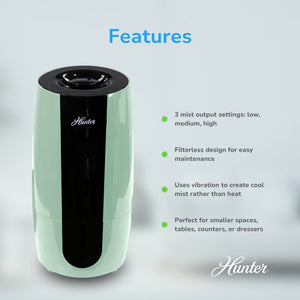 HHU475 Hunter Aspire 0.7 Gal Ultrasonic Cool Mist Humidifier