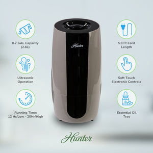 HHU475 Hunter Aspire 0.7 Gal Ultrasonic Cool Mist Humidifier