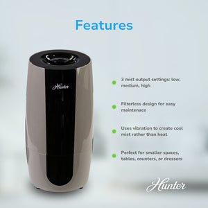 HHU475 Hunter Aspire 0.7 Gal Ultrasonic Cool Mist Humidifier