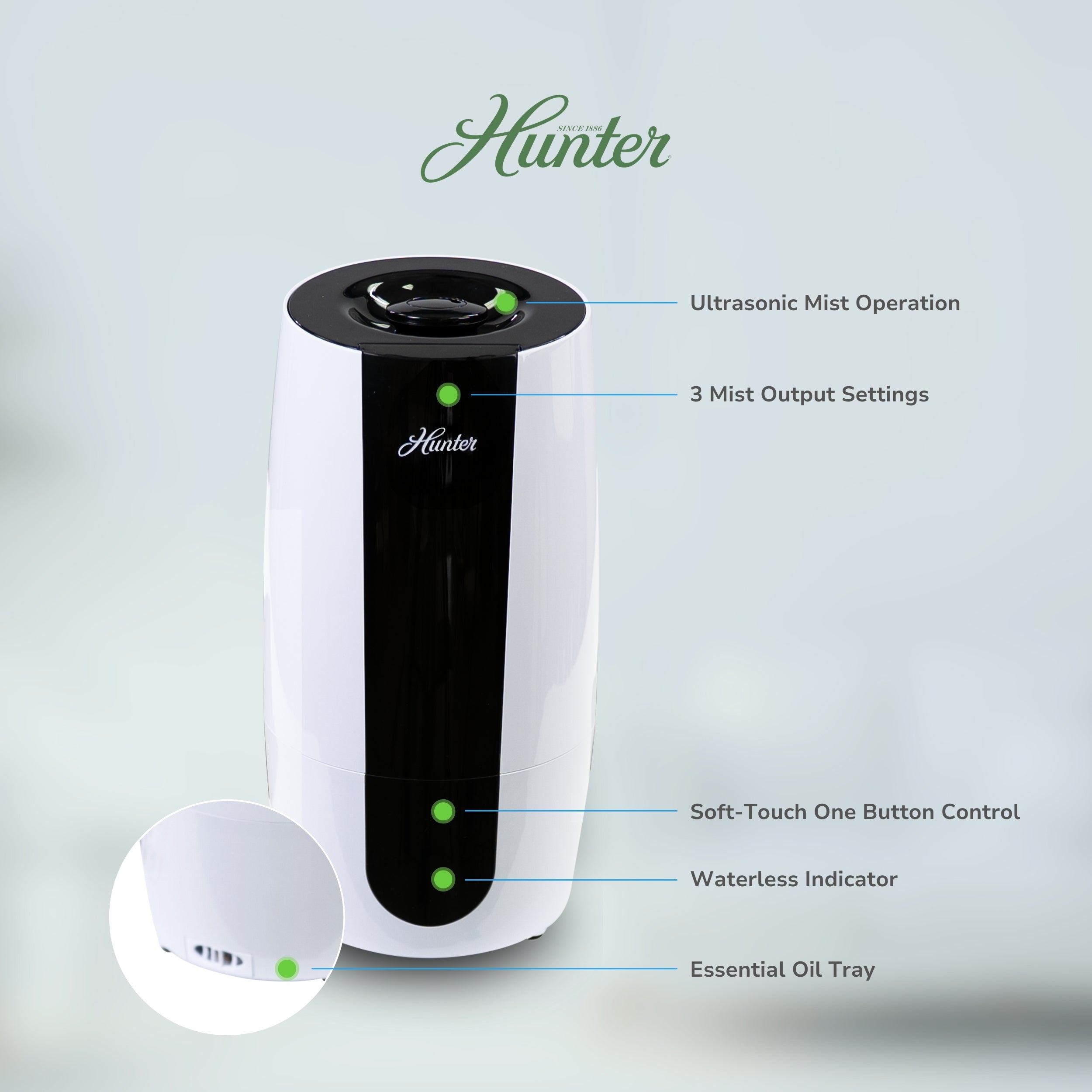 Hunter Aspire Cool Mist 0.7 Gal Ultrasonic Humidifier HHU475
