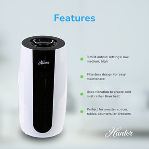 HHU475 Hunter Aspire 0.7 Gal Ultrasonic Cool Mist Humidifier