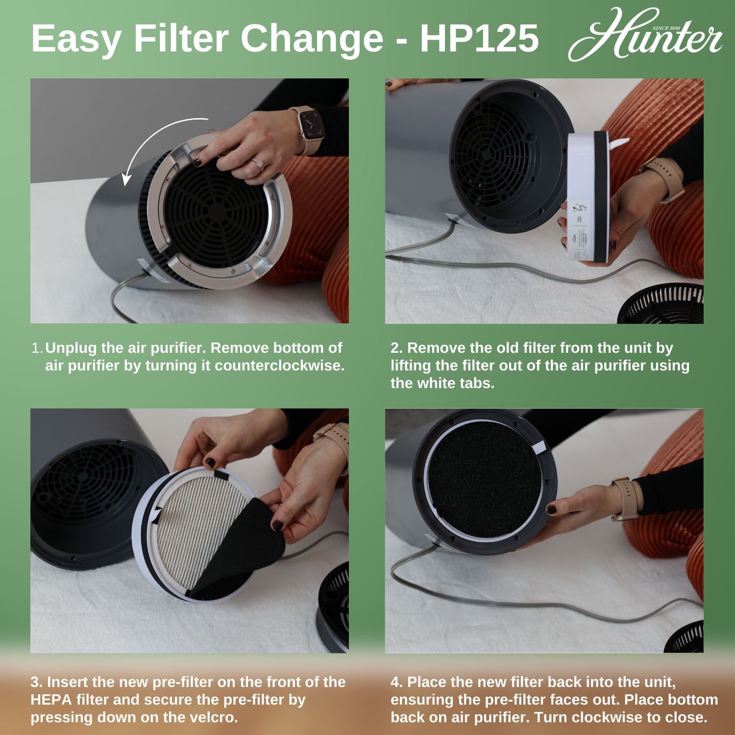 Hunter Replacement Air Purifier Filter Value Pack H-HF125-VP