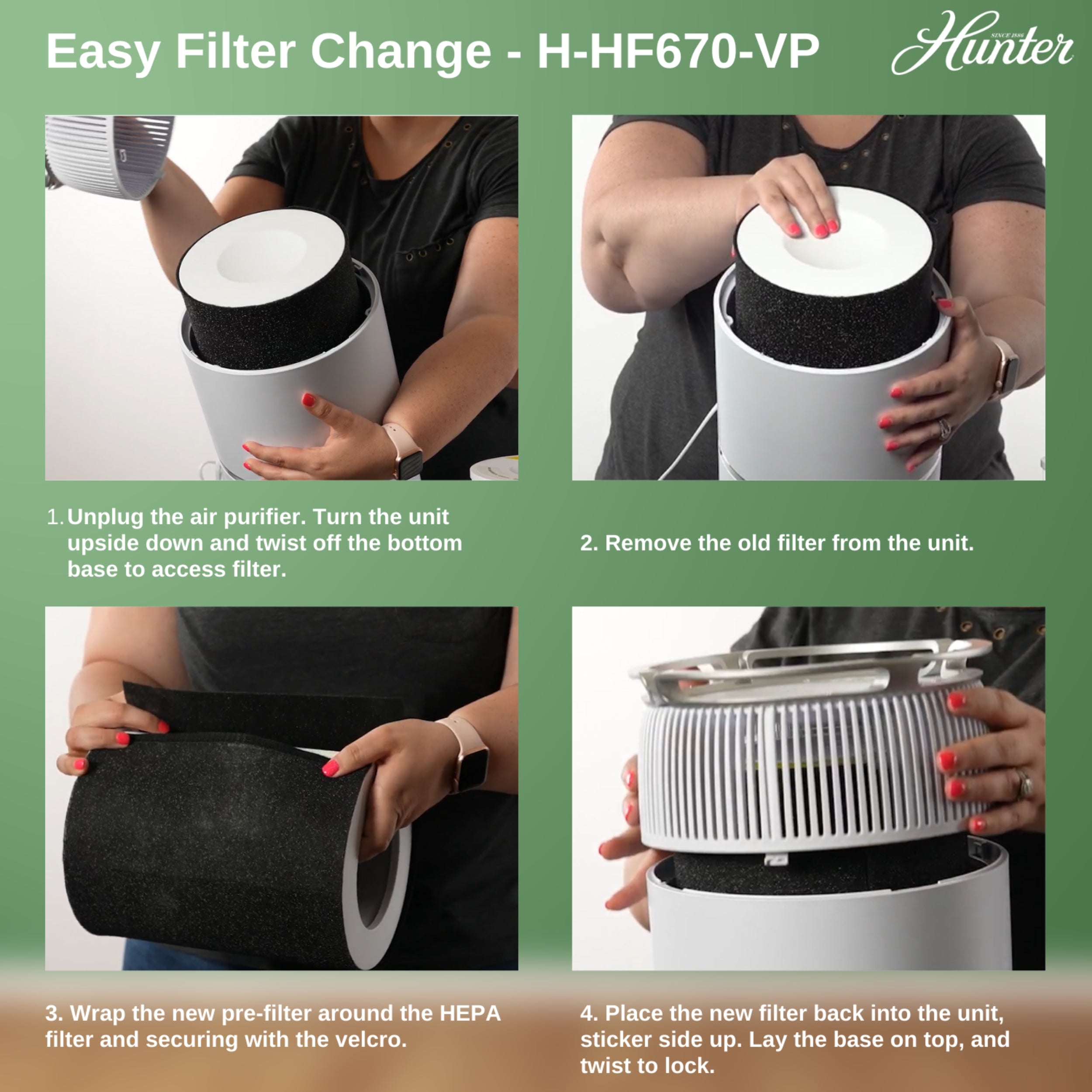 Hunter Replacement Air Purifier Filter Value Pack H-HF670-VP