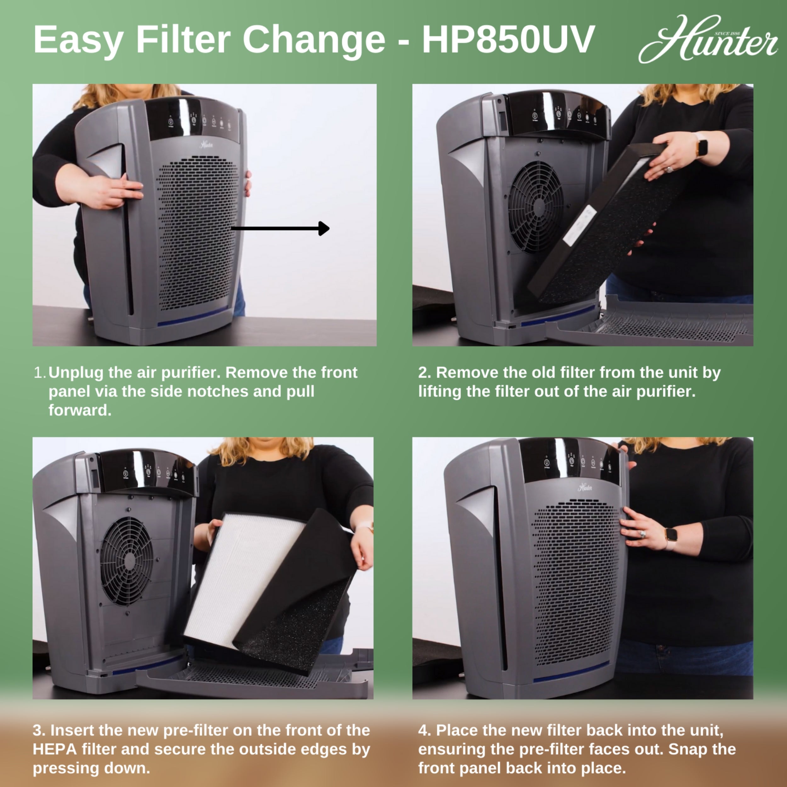 Hunter Replacement Air Purifier Filter Value Pack H-HF850-VP