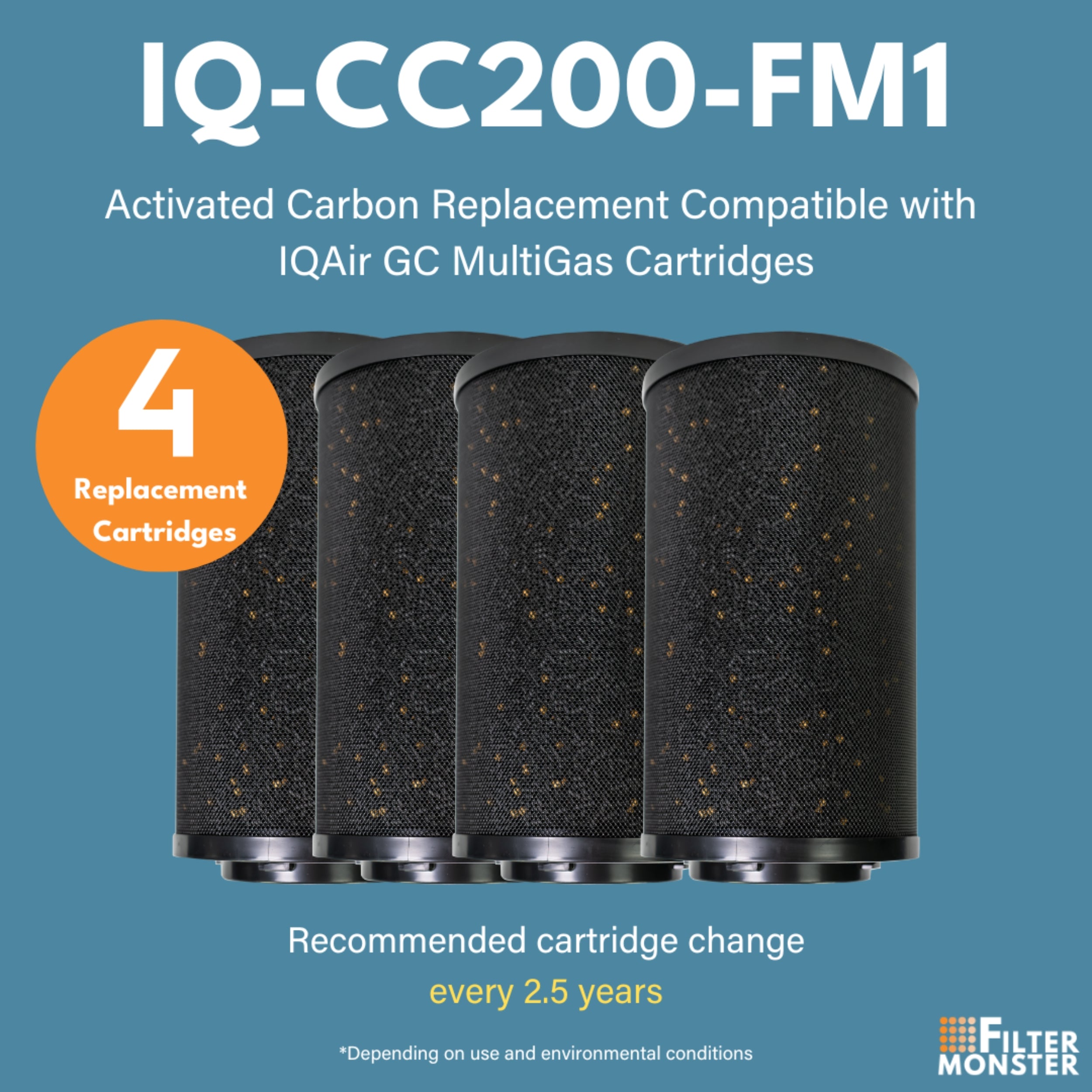 Filter-Monster Branded Activated Carbon Replacement Compatible with IQAir GC MultiGas Cartridges