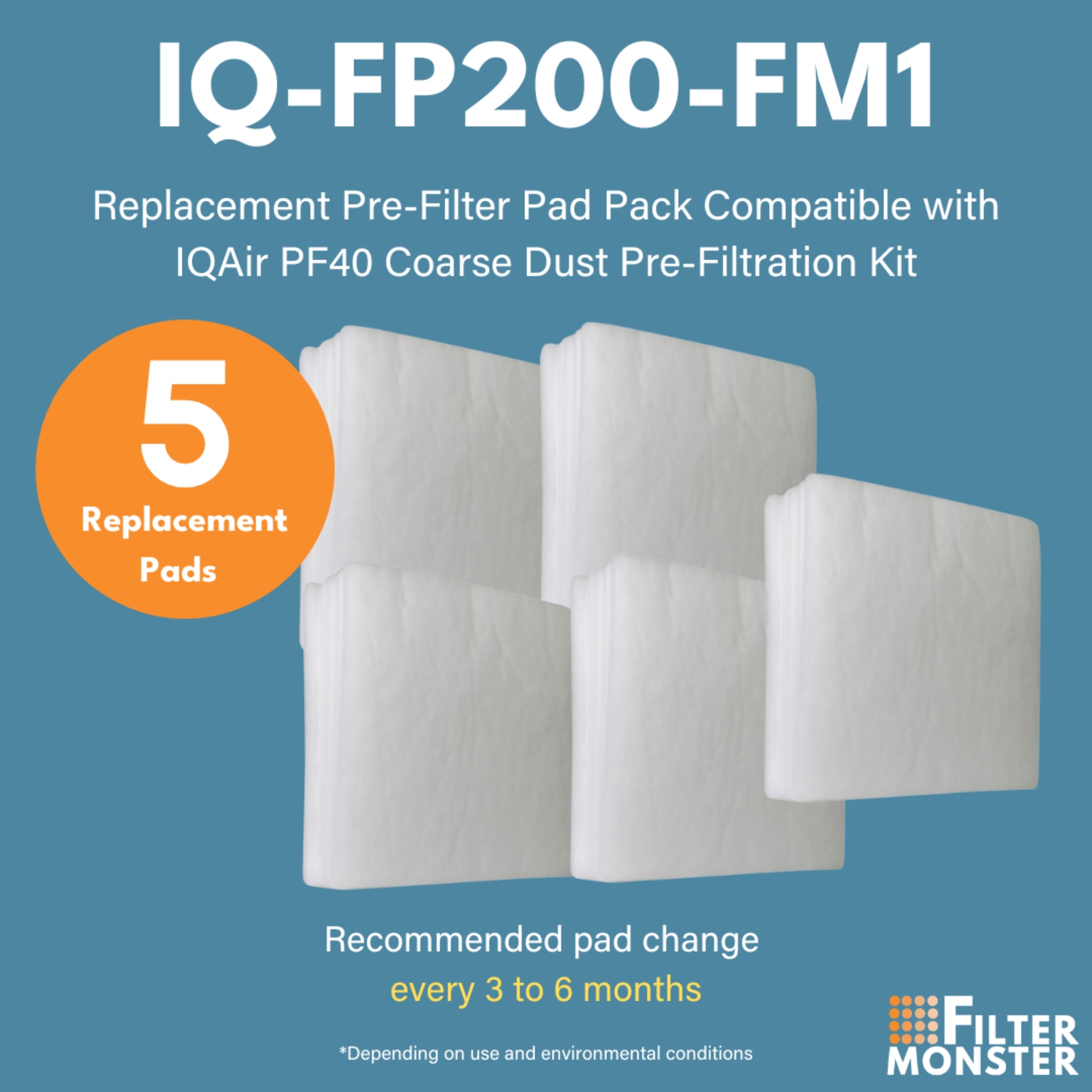 Filter-Monster Branded Replacement Pre-Filter Pack Compatible with IQAir PF40 Coarse Dust Pre-Filtration Kit