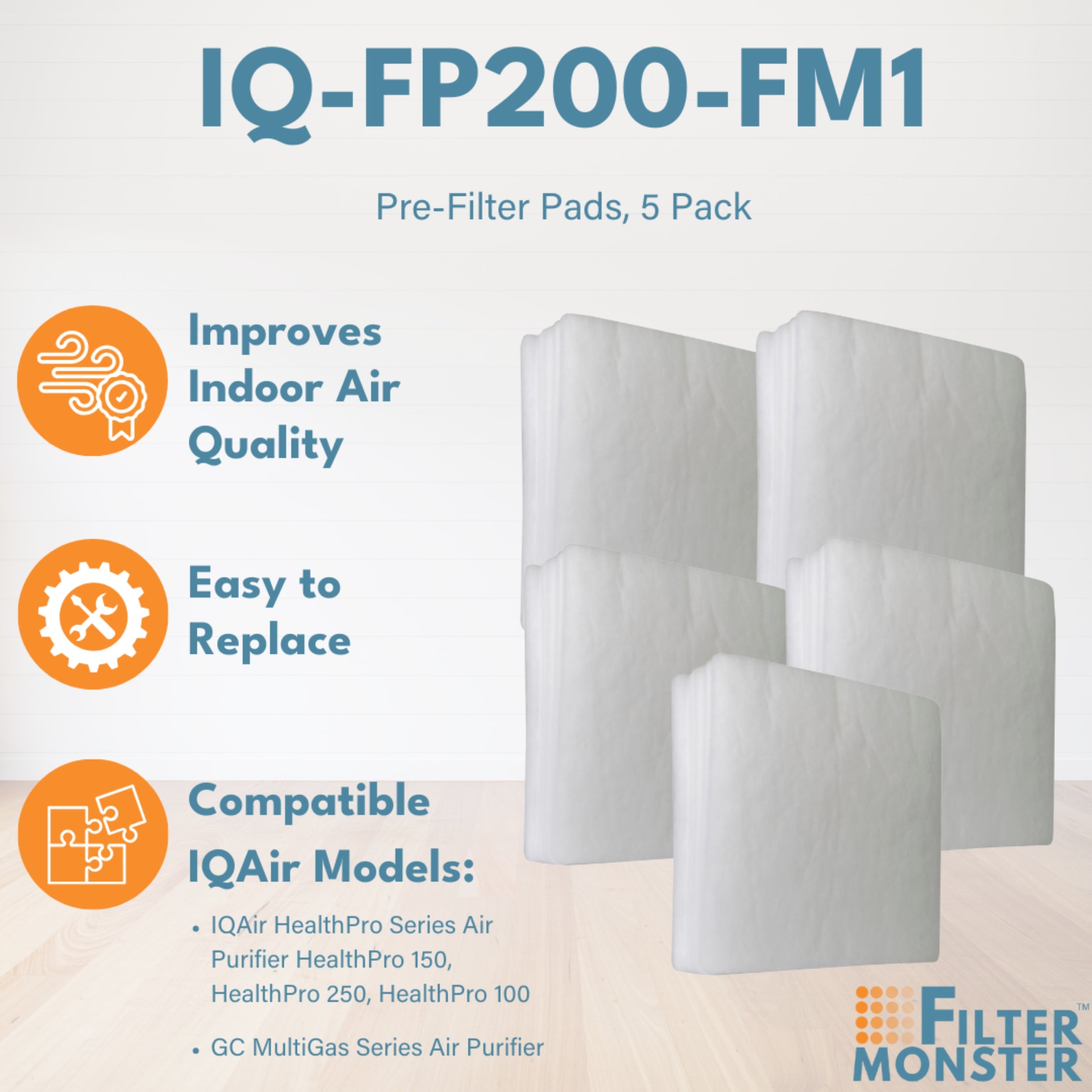 Filter-Monster Branded Replacement Pre-Filter Pack Compatible with IQAir PF40 Coarse Dust Pre-Filtration Kit